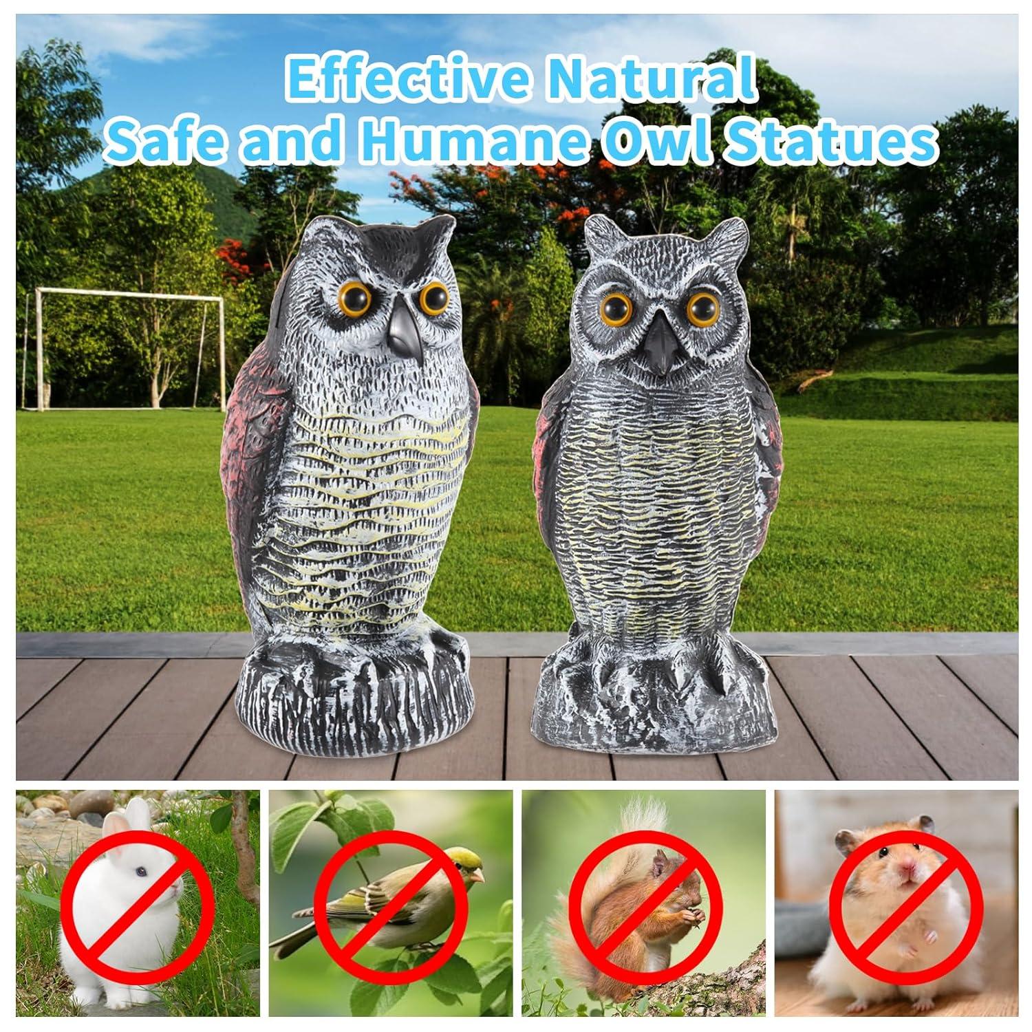 2Pack Fake Owl Decoy to Keep Birds Away Garden Decoration Bird Scare Devices for Garden Outdoor Yard