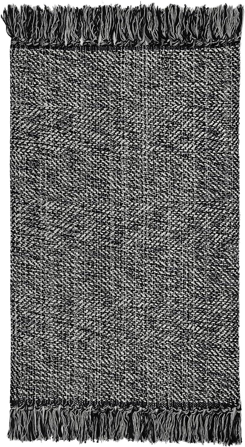 Black and Ivory Geometric Cotton Flatweave Rug 4' x 6'