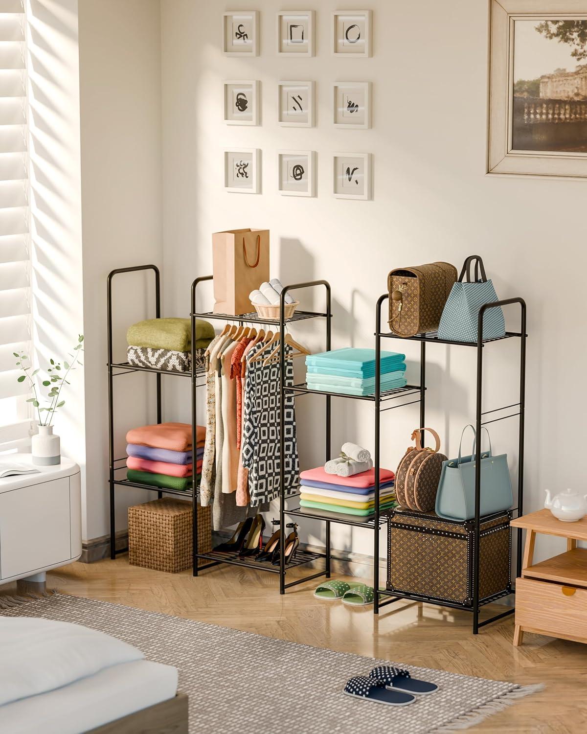 Rebrilliant 3 Tier Wire Shelves For Storage Rack Outdoor Indoor Waterproof, Stackable Metal 17.7-Inch Bathroom Organizer Shelf Stand, Perfect For Kitchen, Black