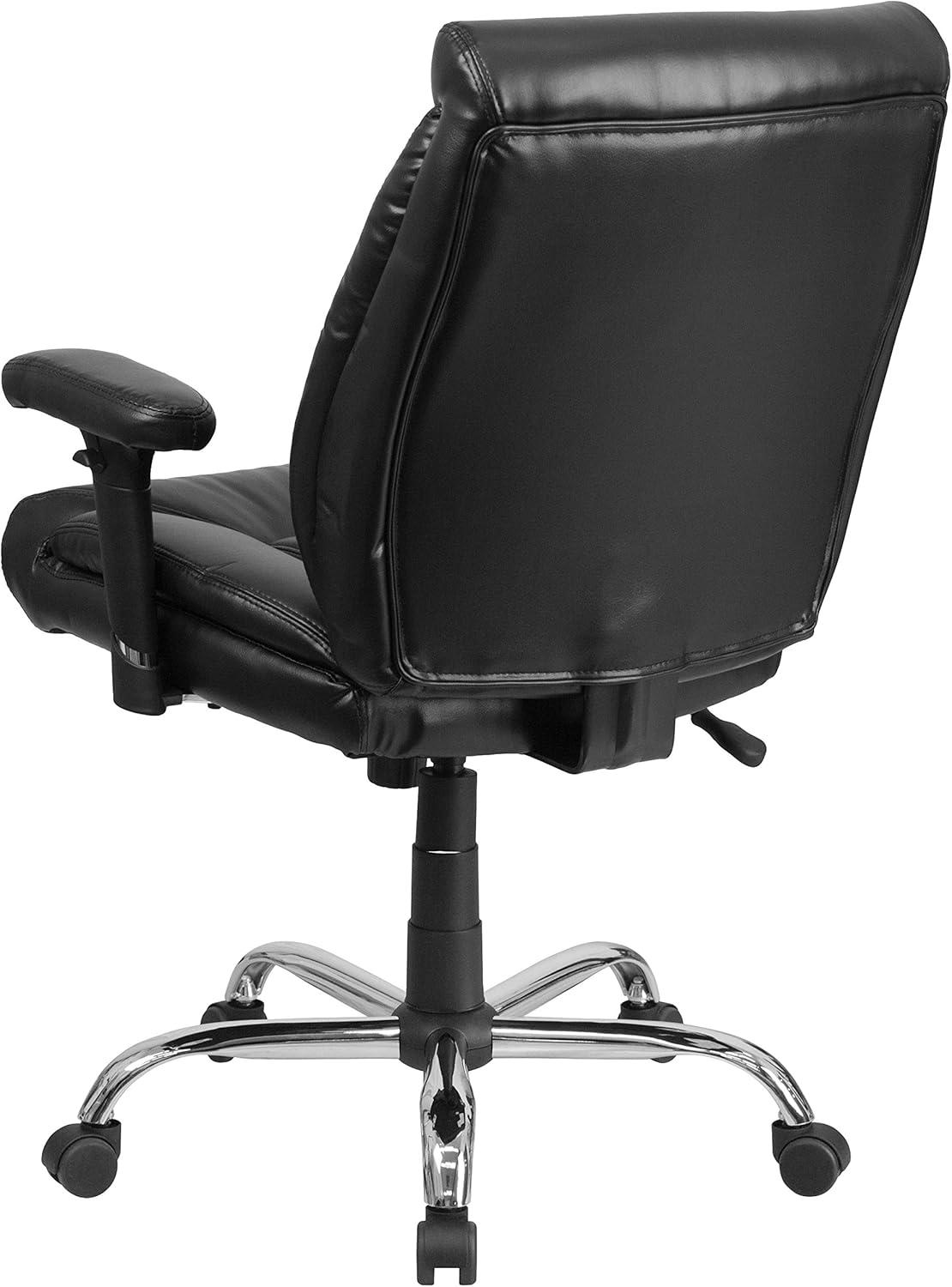 Flash Furniture HERCULES Series Big & Tall 400 lb. Rated Black LeatherSoft Deep Tufted Ergonomic Task Office Chair with Adjustable Arms