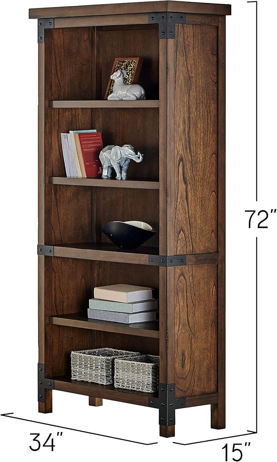 72" Addison Open Bookcase Auburn - Martin Furniture: Arched, Metal Accents, 4 Shelves