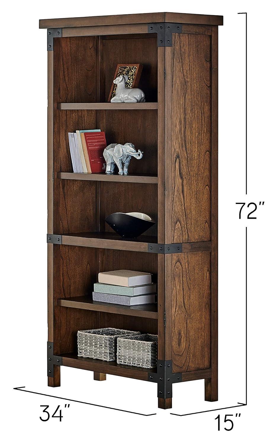 72" Addison Open Bookcase Auburn - Martin Furniture: Arched, Metal Accents, 4 Shelves