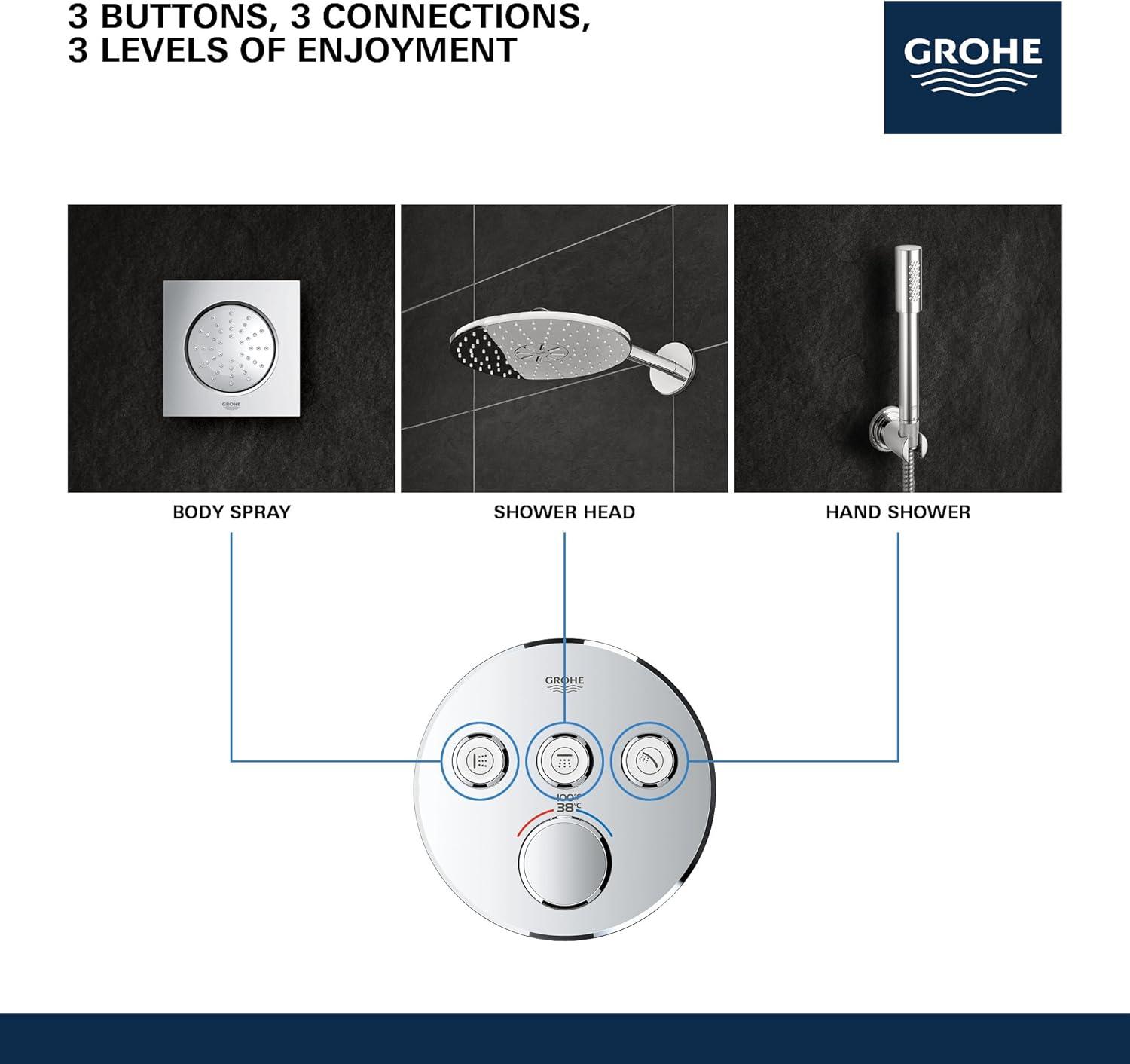 GROHE Grohtherm Triple-Function Shower Thermostatic Valve Trim Kit