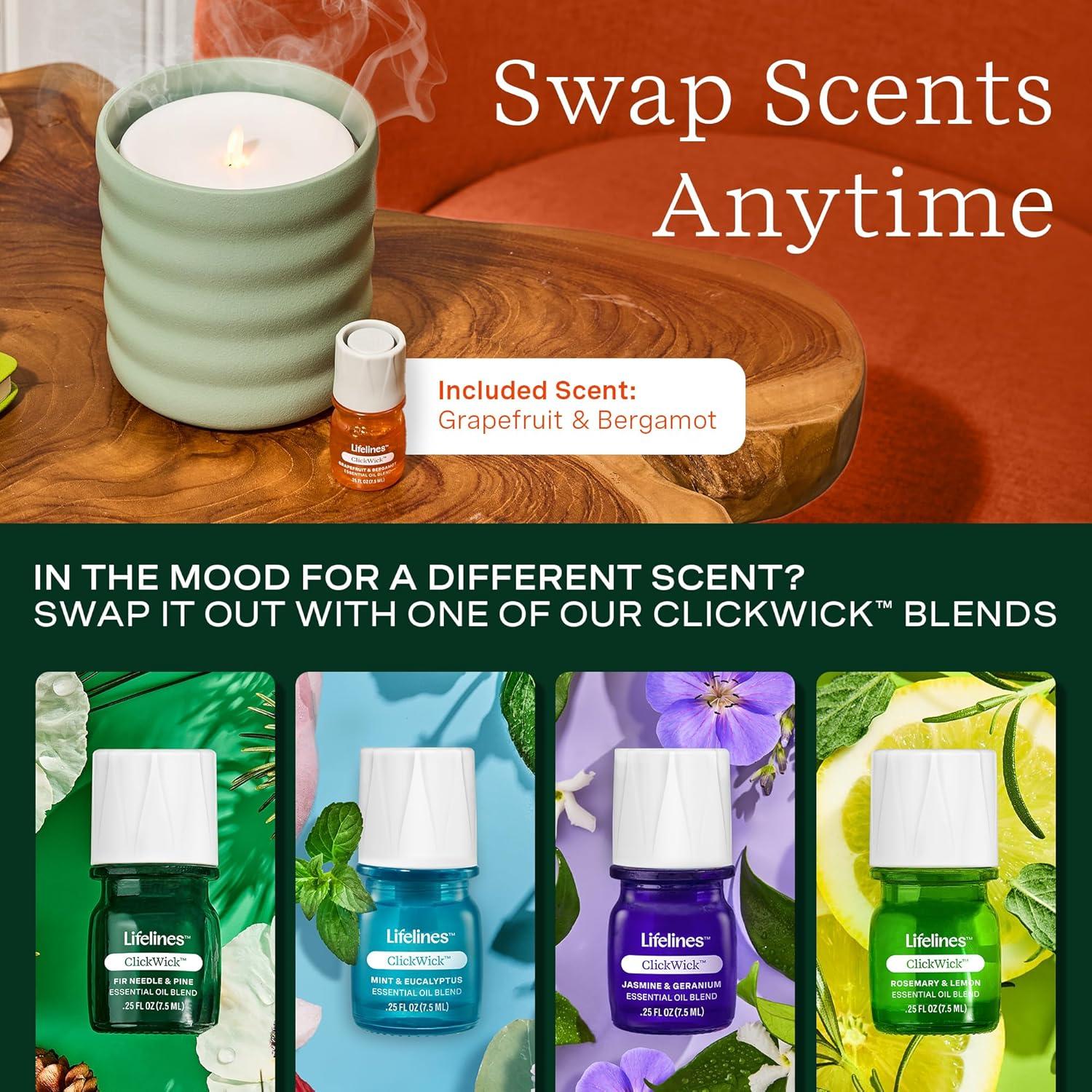 Fashion Finesse Flameless Candle Aromatherapy Essential Oil Diffuser With Essential Oil Blend - Cordless & Diffuser For Home - Scented Electric Candles Blow Out Flame