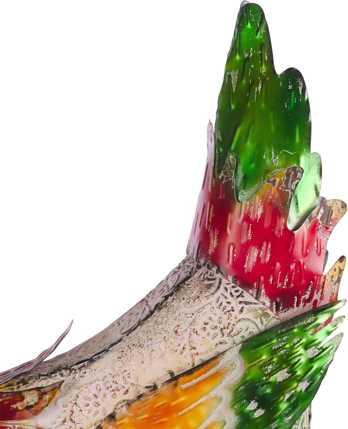 21" Multicolor Metal Pecking Hen Lawn Decoration