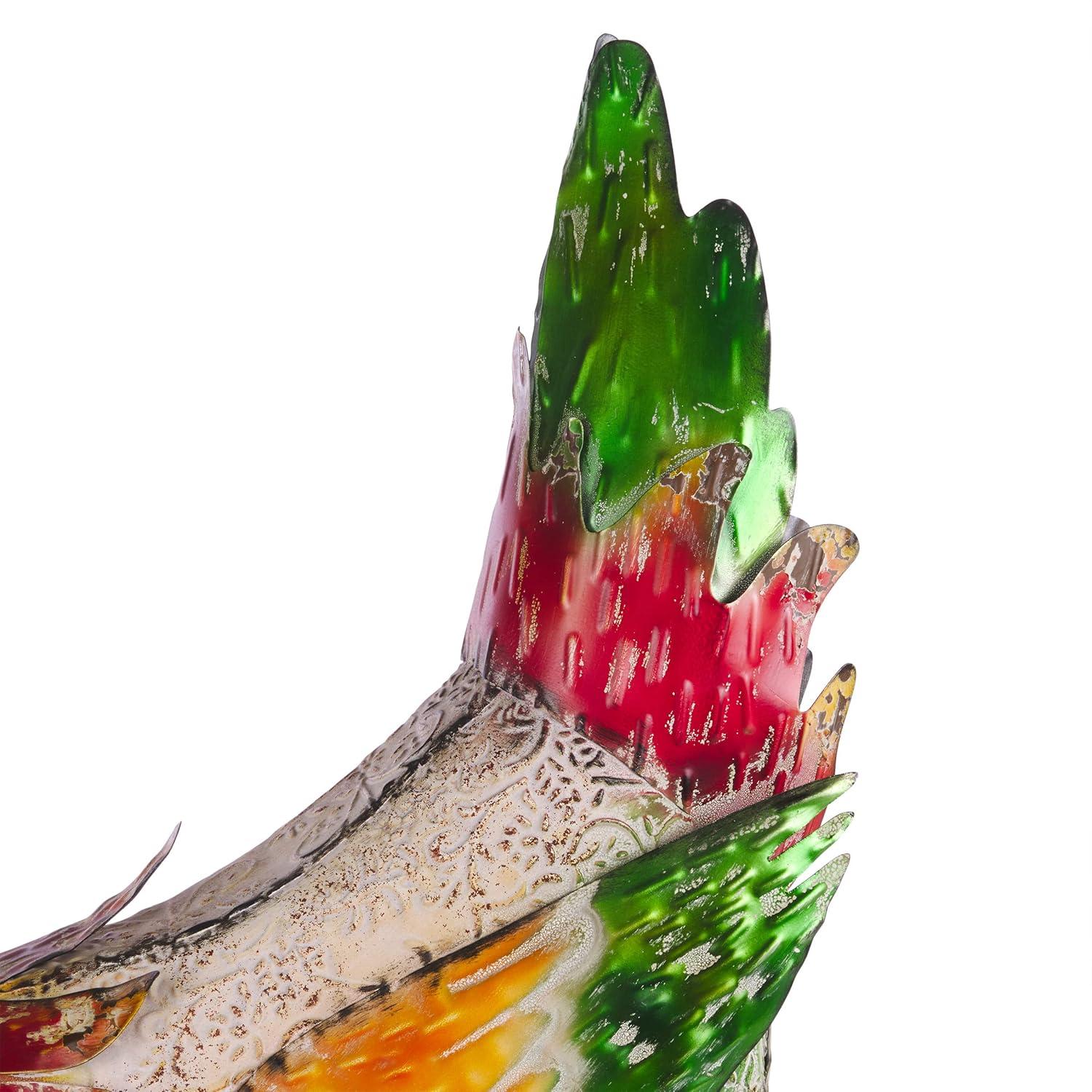 21" Multicolor Metal Pecking Hen Lawn Decoration