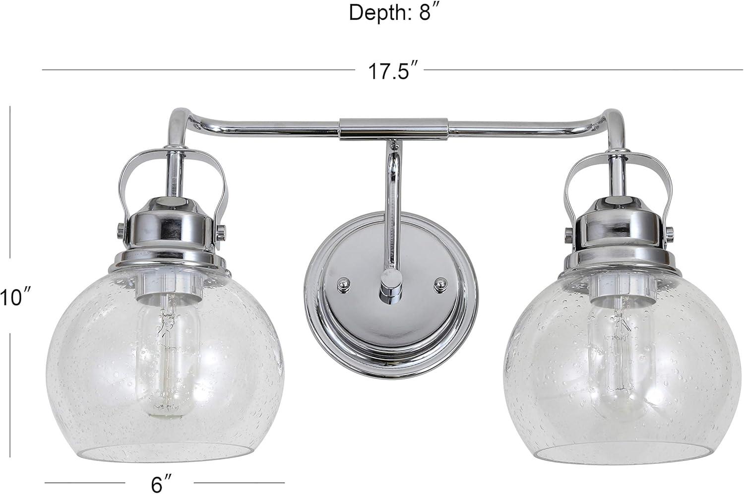 Shirley 17.5" 2-light Metal/ Bubbled Glass Vanity Light, Chrome