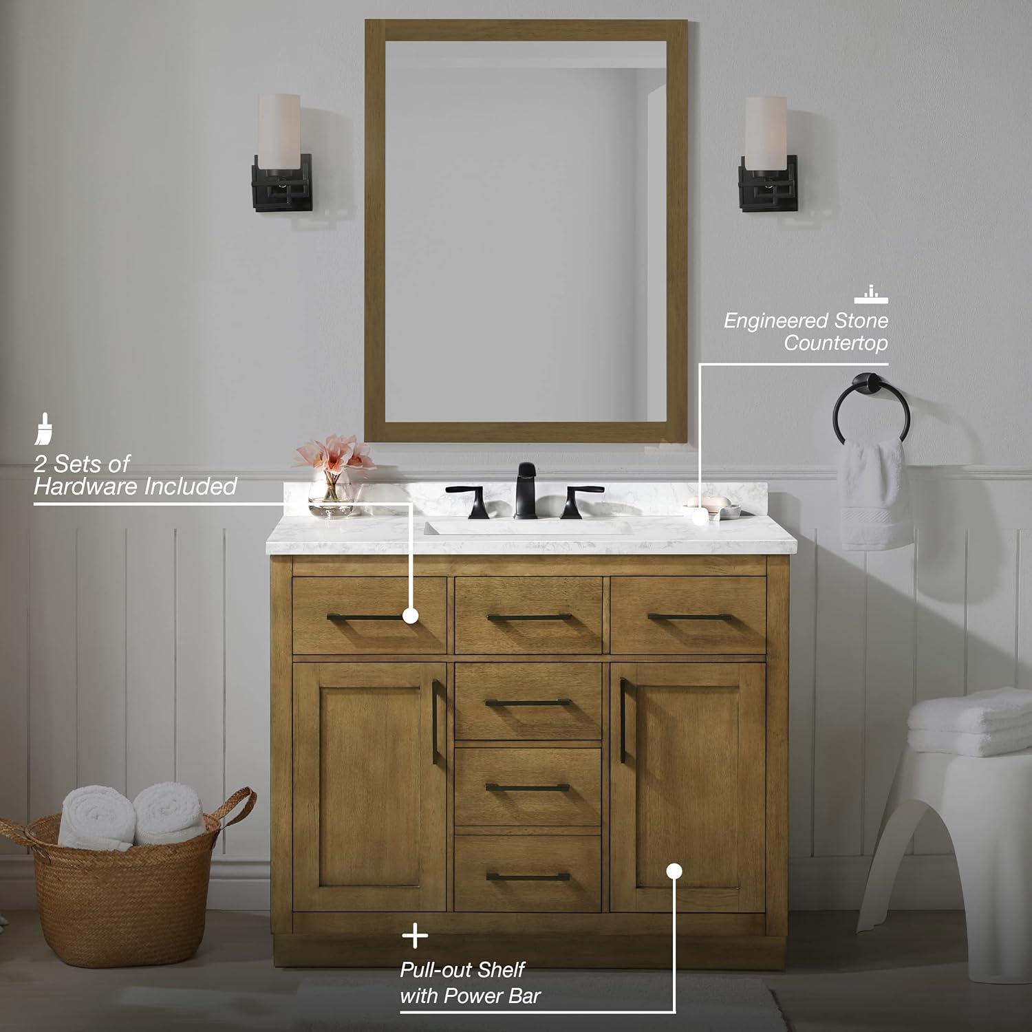 Ove Decors Athea 42 W x 22" D Freestanding Bathroom Vanity with Double Sink, Almond Latte