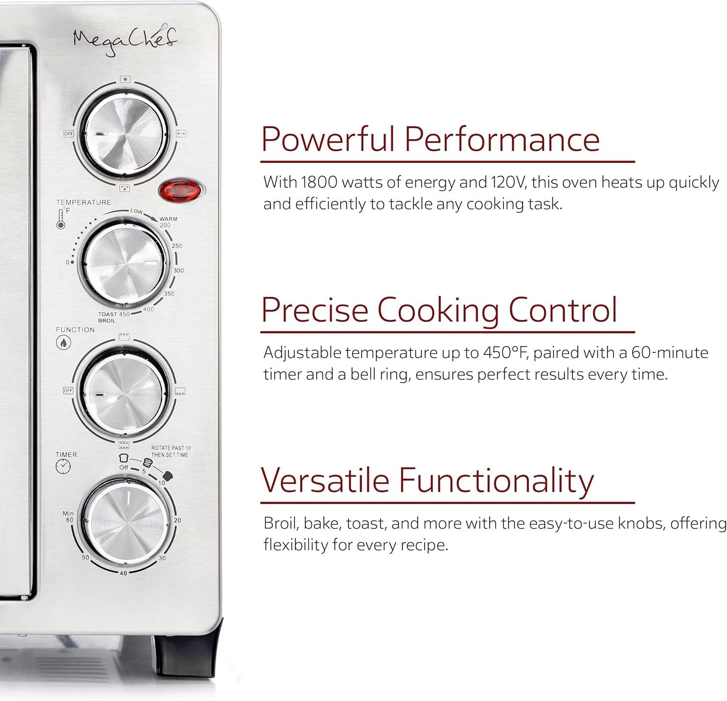 MegaChef 45L Electric French Door Rotisserie Convection Counter Top Oven