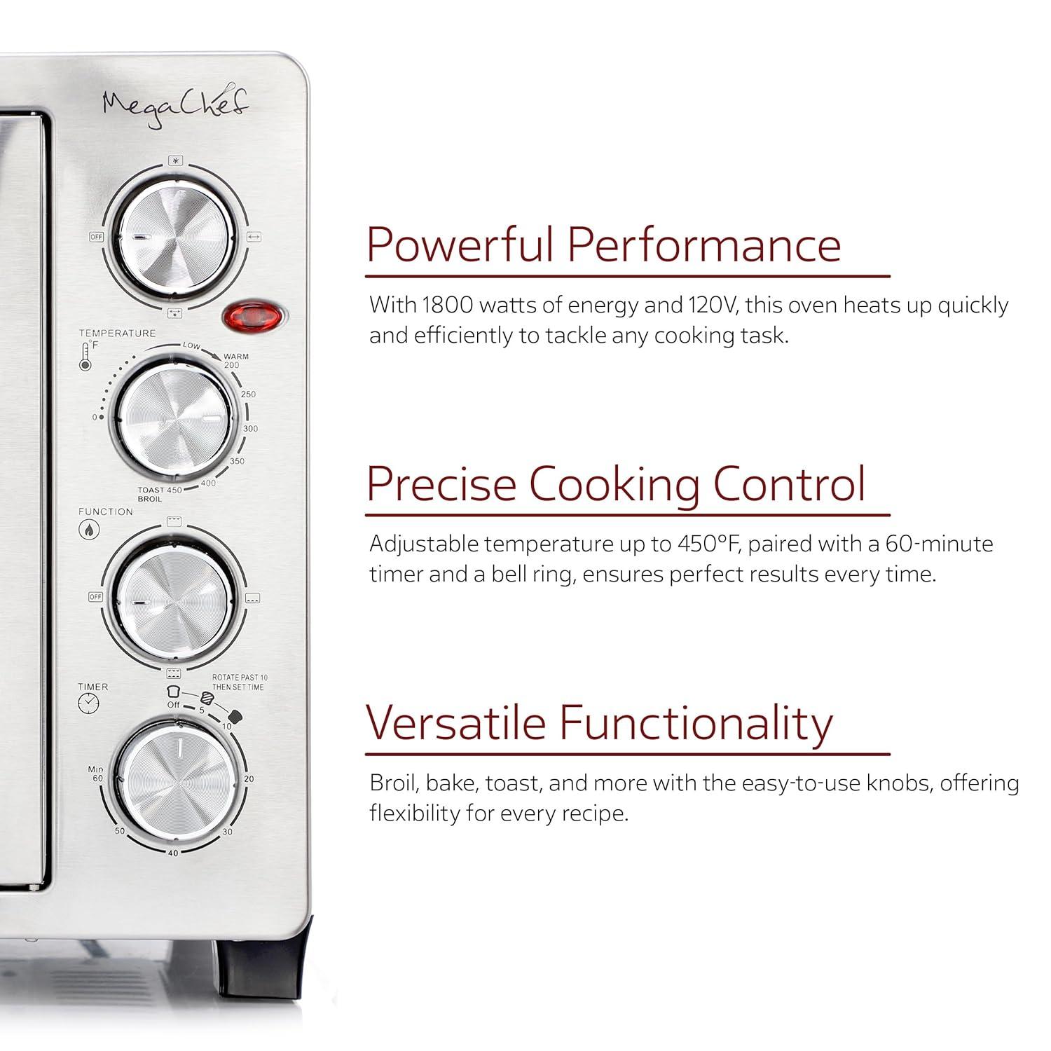 MegaChef 45L Electric French Door Rotisserie Convection Counter Top Oven