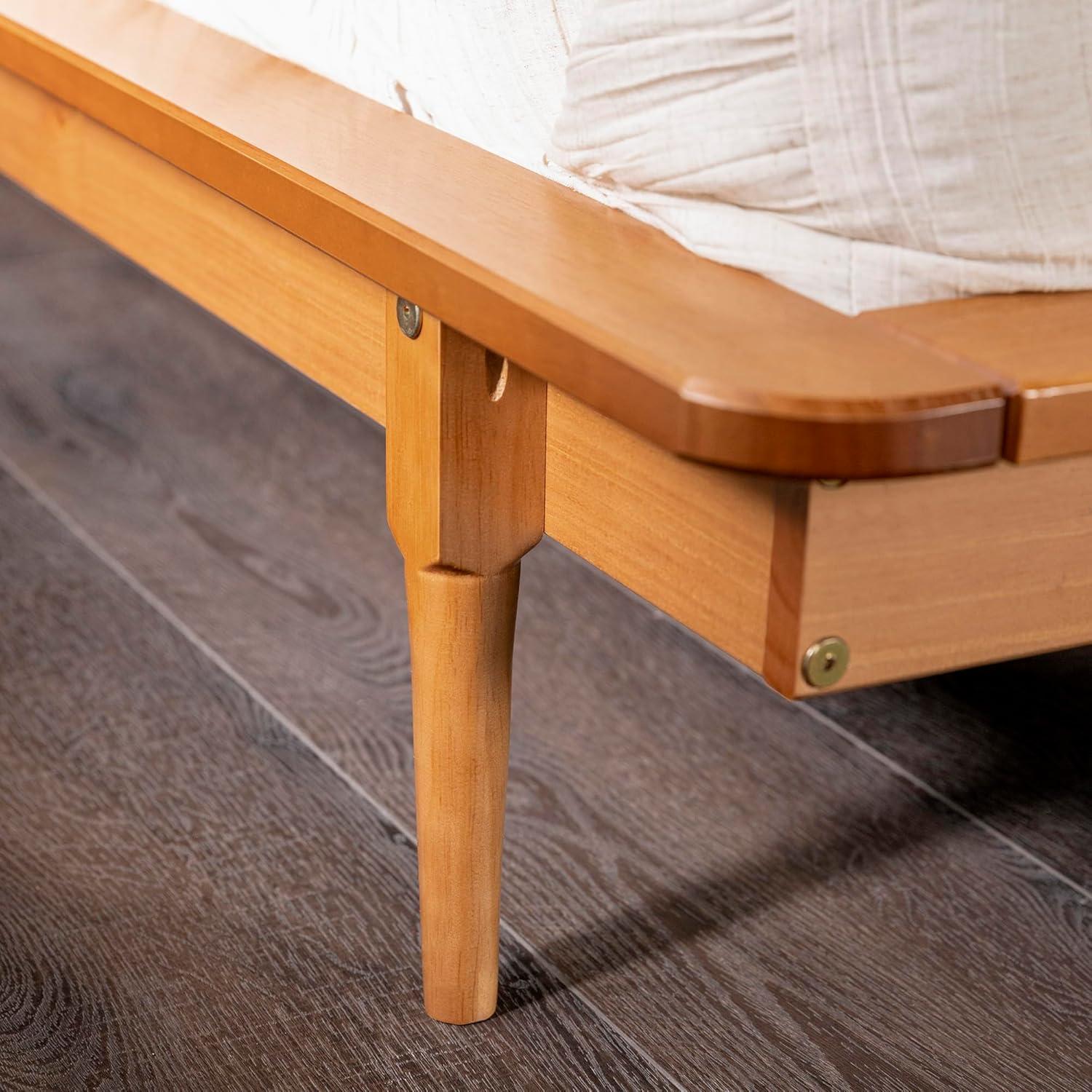 George Oliver Mid-Century Modern Solid Wood King Platform Bed Frame