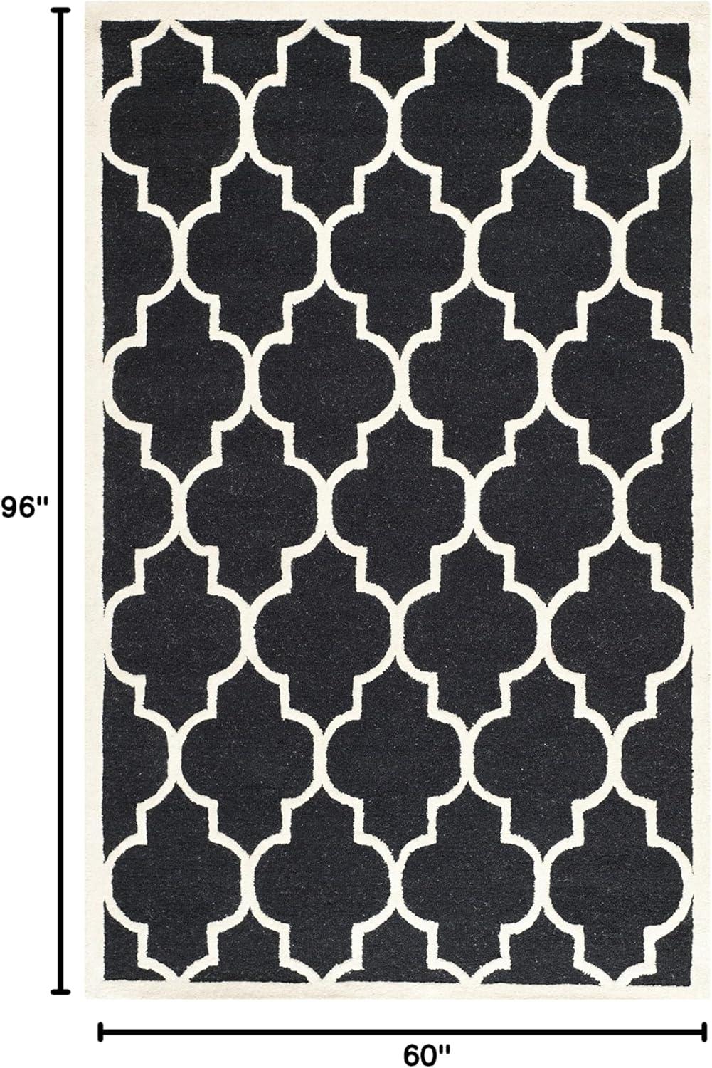 Cambridge CAM134 Tufted Indoor Area Rug - Black/Ivory - 5'x8' - Safavieh