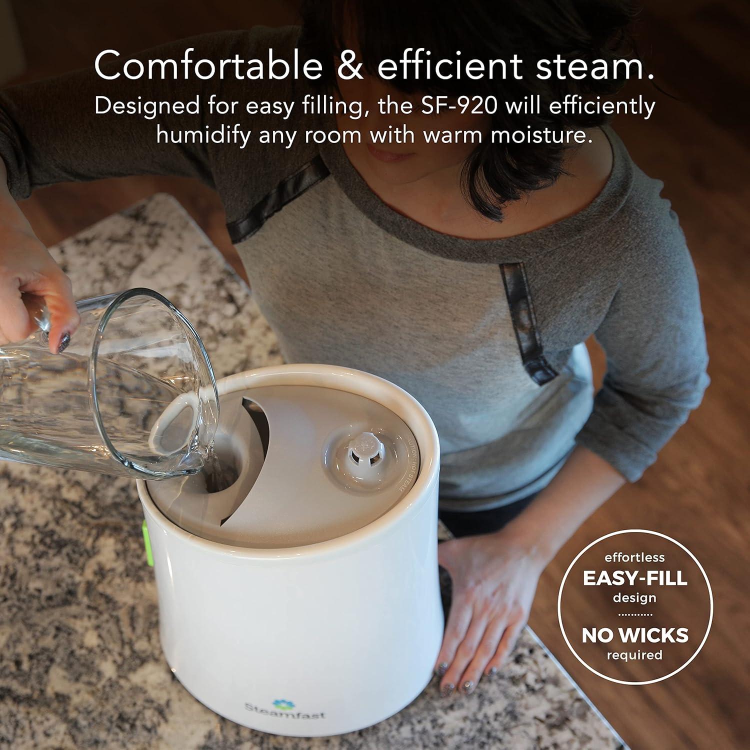 Steamfast SF-920 Warm Mist Humidifier and Steam Vaporizer with Auto Shut-Off, Filter-Free Design, Aromatherapy Essential Oil Ready, 1 Gallon Capacity