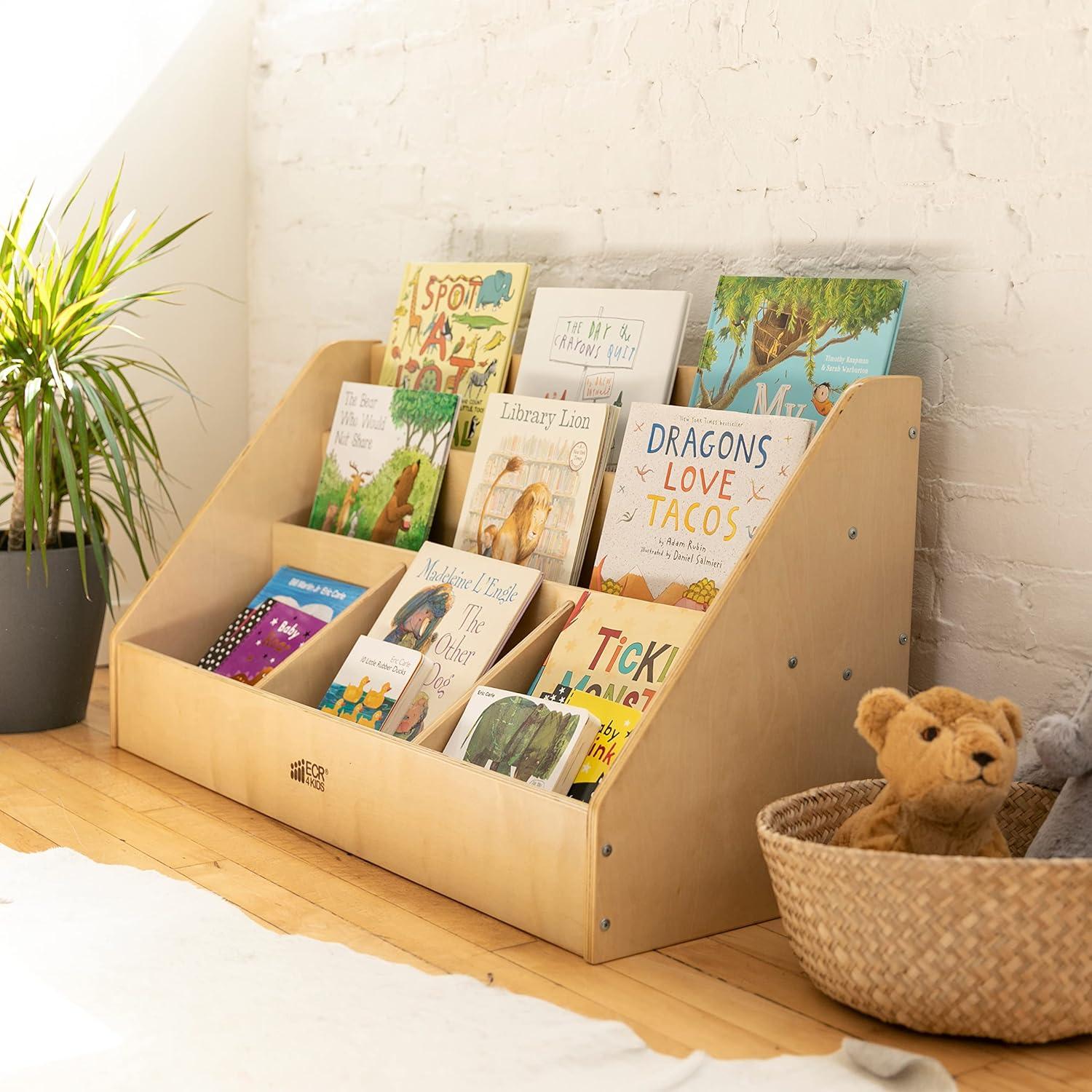 ECR4Kids ECR4Kids 5-Compartment Easy to Reach Book Display, Classroom Storage, Natural