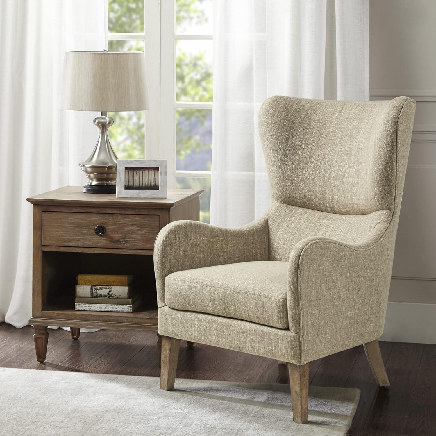 Aria Swoop Upholstered Wing Chair Taupe