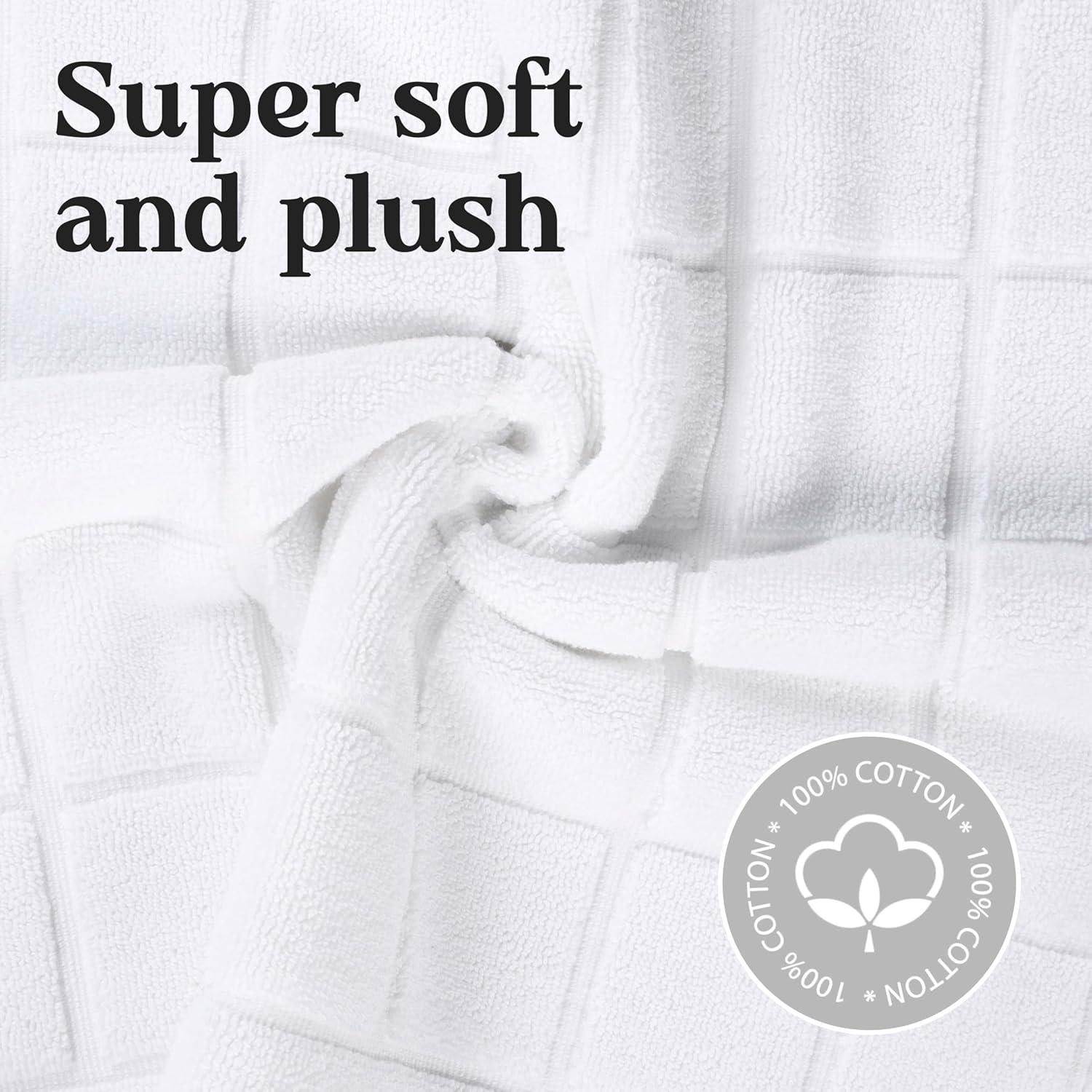 Nora Cotton Terry Solid Absorbent Thick Checkered Washable Bath Mat Set Of 2