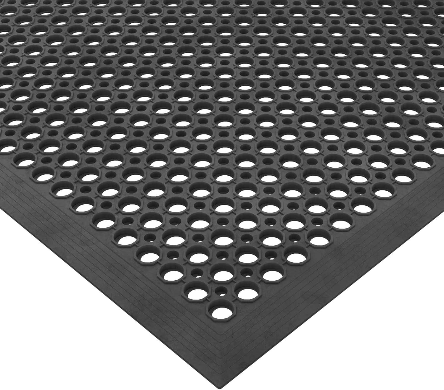 Ottomanson Heavy Duty Rubber Anti-Fatigue Commercial Floor Mat 36" x 60" Indoor Outdoor Non-Slip for Kitchen Garage