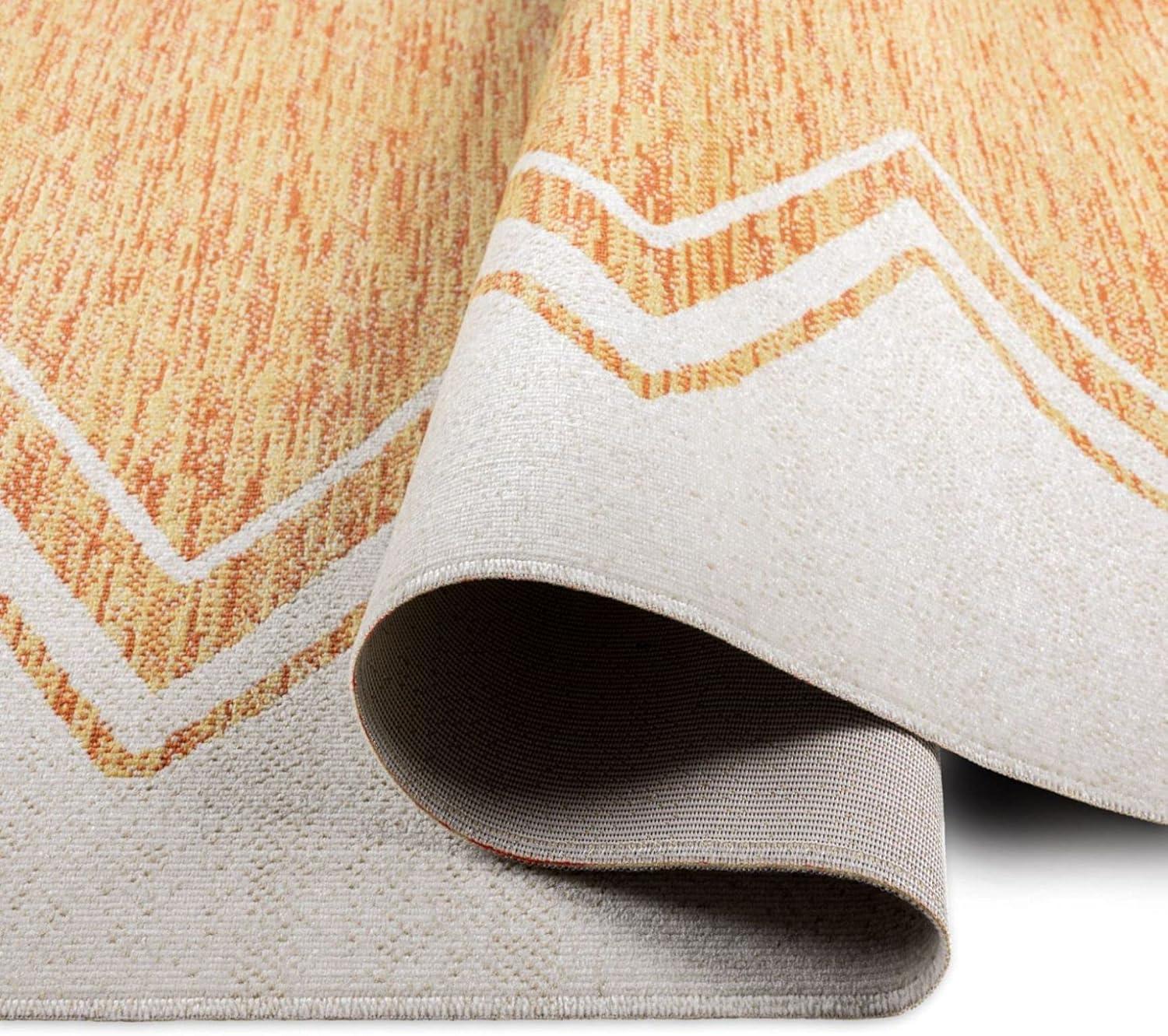 Nicole Miller New York Patio Sofia Indoor/Outdoor Area Rug, Ivory/Mustard