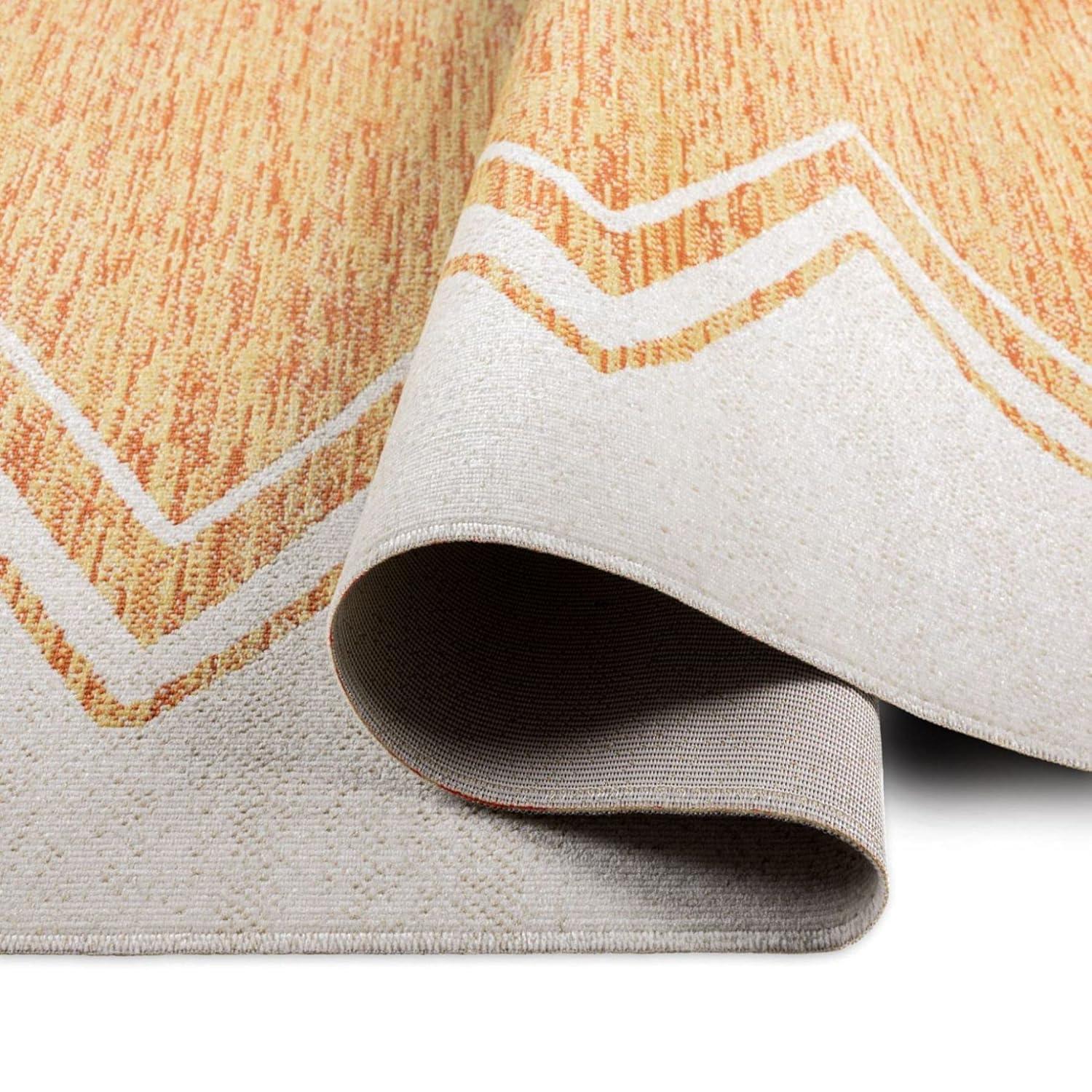 Nicole Miller New York Patio Sofia Indoor/Outdoor Area Rug, Ivory/Mustard