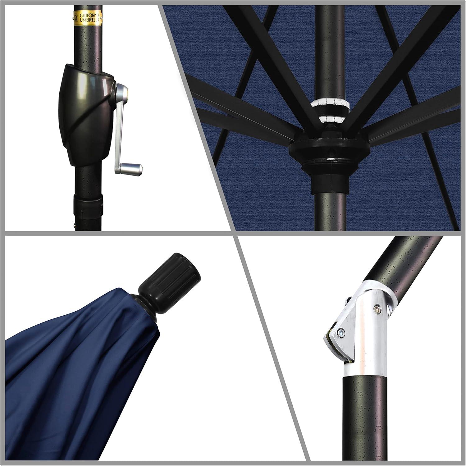 7.5 ft Navy Blue Aluminum Market Patio Umbrella with Crank Lift