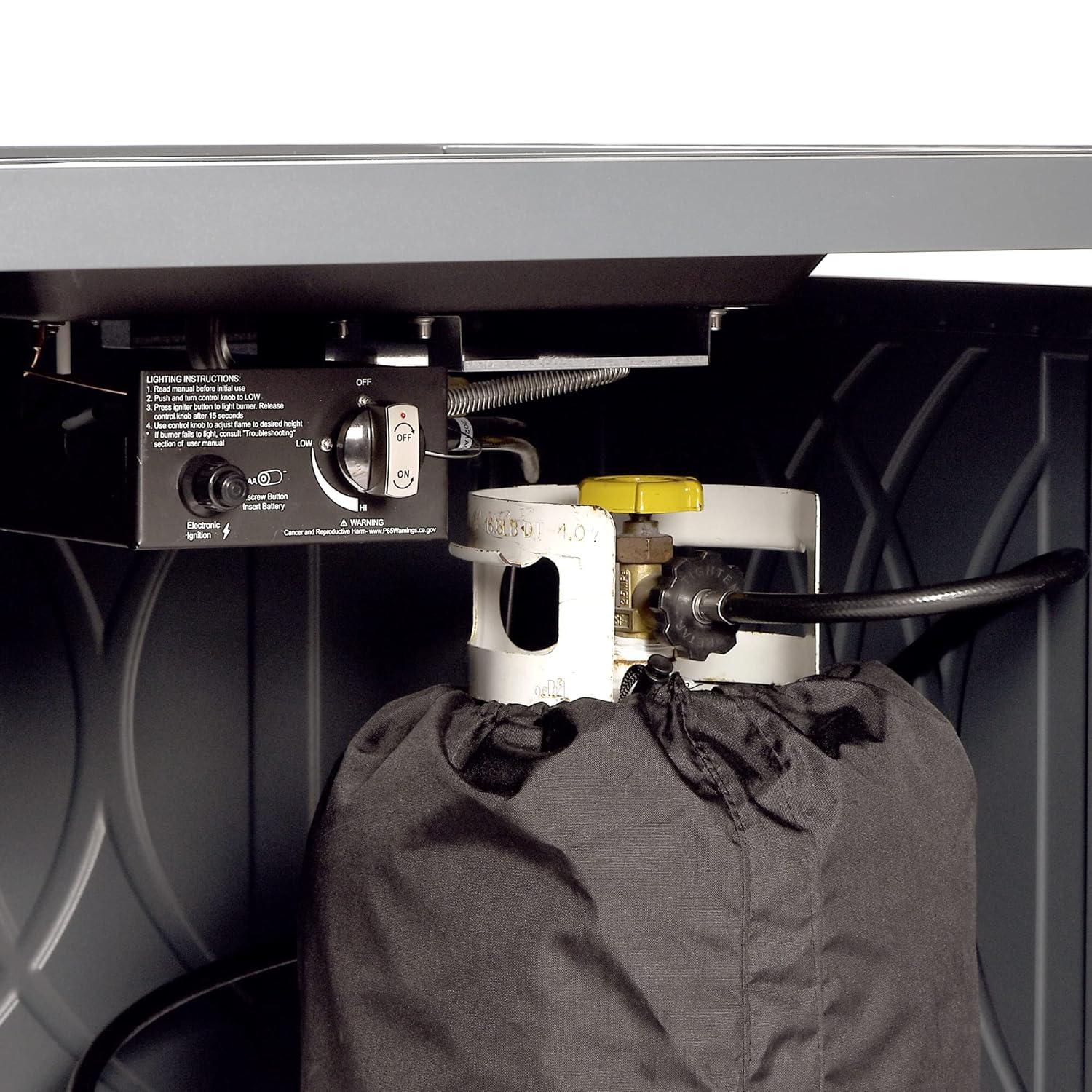 42" Square Aluminum 55000 BTUs Propane Modern Fire Table with 2 Covers - Gray - Oakland Living