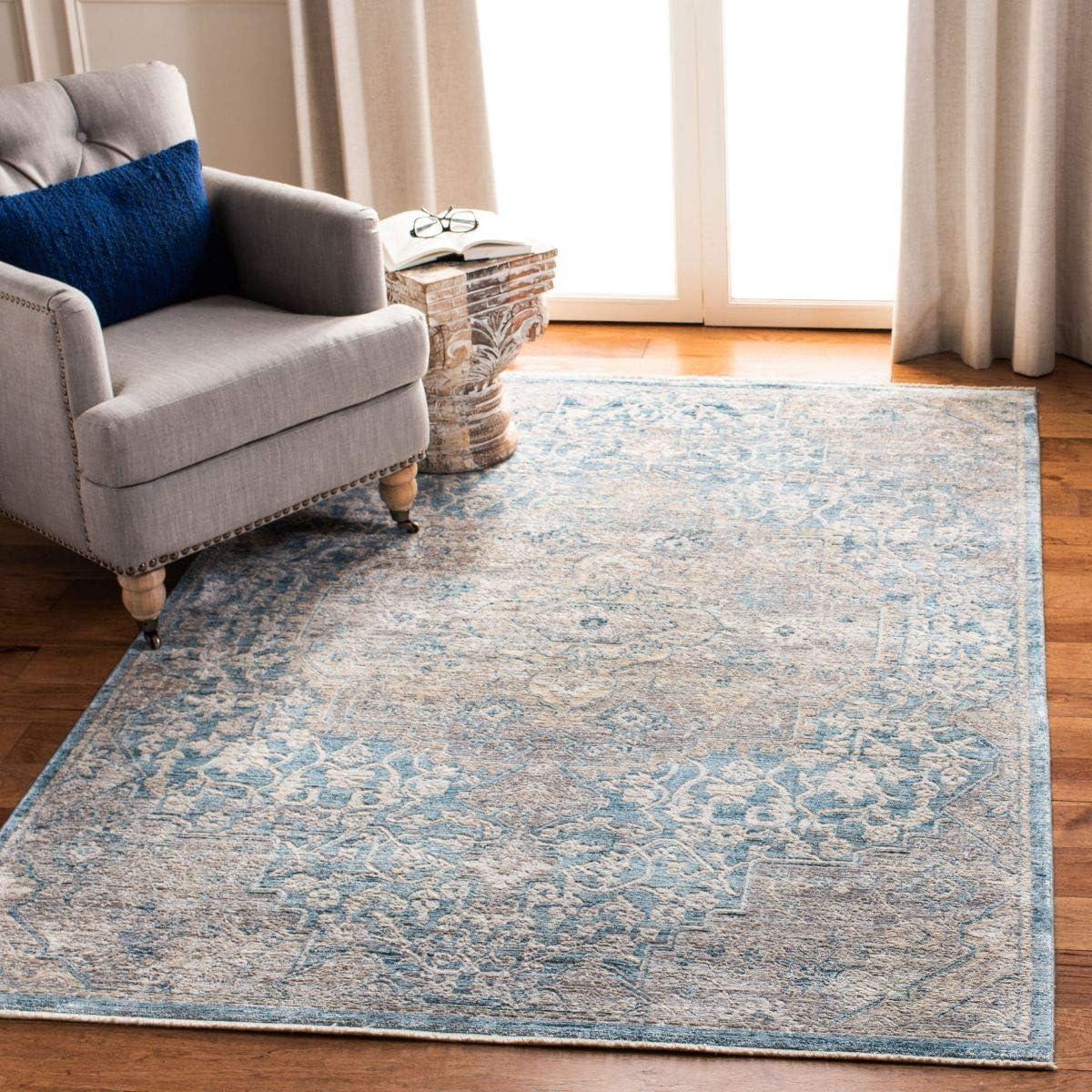 Elysian Blue & Grey 8' x 10' Handcrafted Wool Blend Area Rug