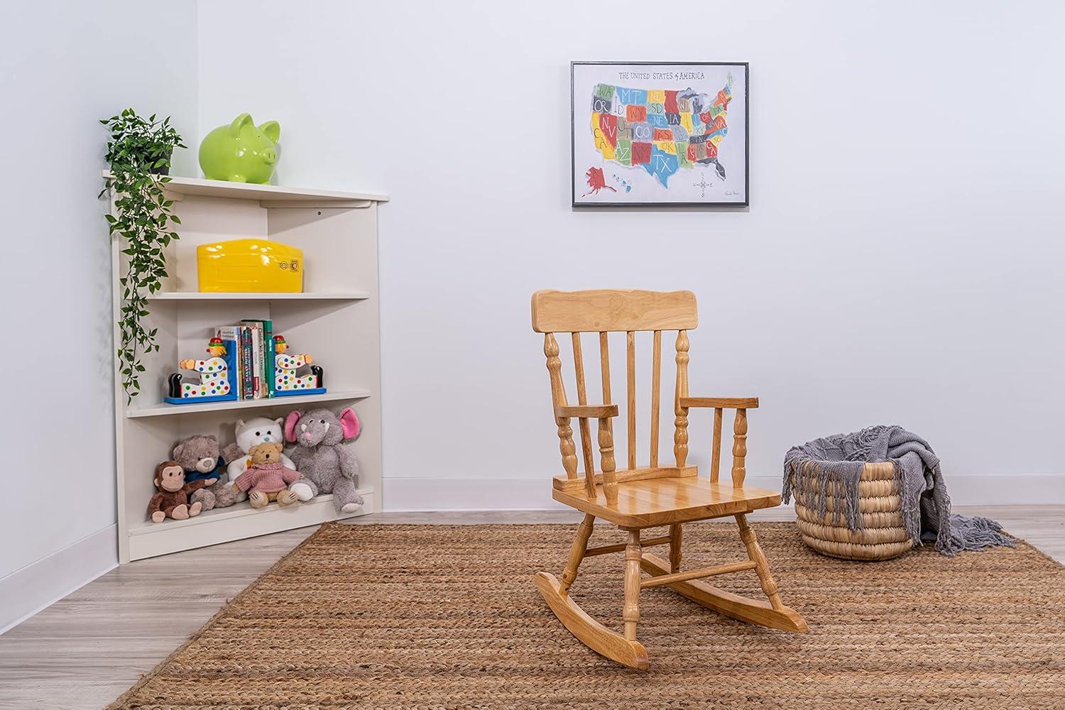 WIixle Childs Rocking Chairs - Classic Hand-Made Wooden Rockers for Boys and Girls - Vintage Colonial Kid's Seats - Childrens Furniture Rocker (Natural Wood)