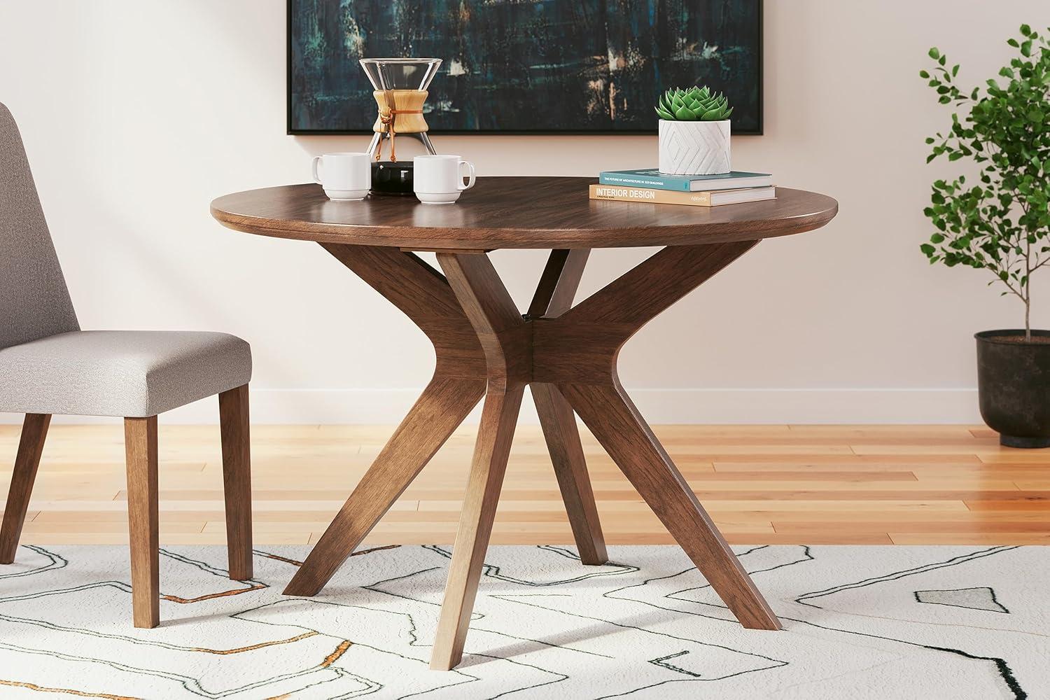 Brown Round Extendable Wood Dining Table