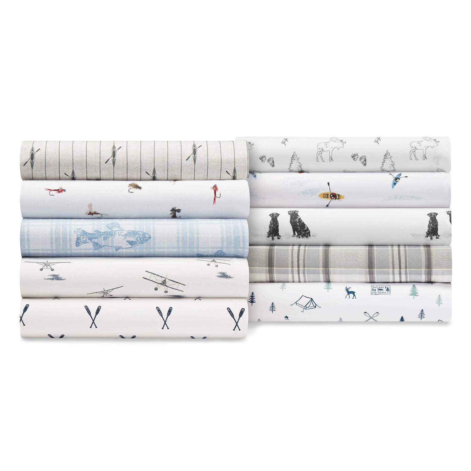 Twin XL Printed Pattern Sheet Set Fishing Flies - Eddie Bauer