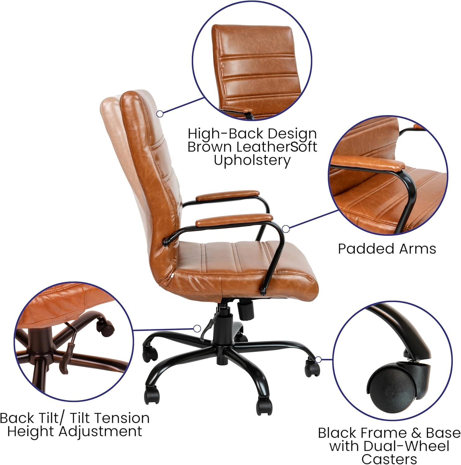 Flash Furniture High Back Executive Swivel Office Chair with Metal Frame and Arms