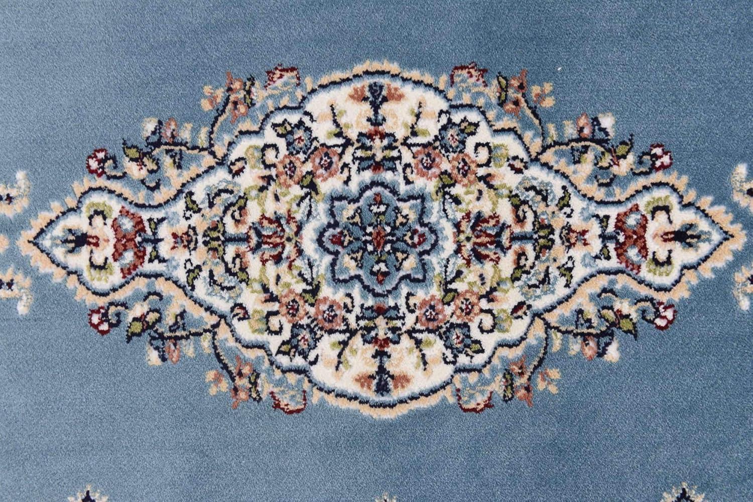 Blue Synthetic Stain-Resistant Persian Runner Rug