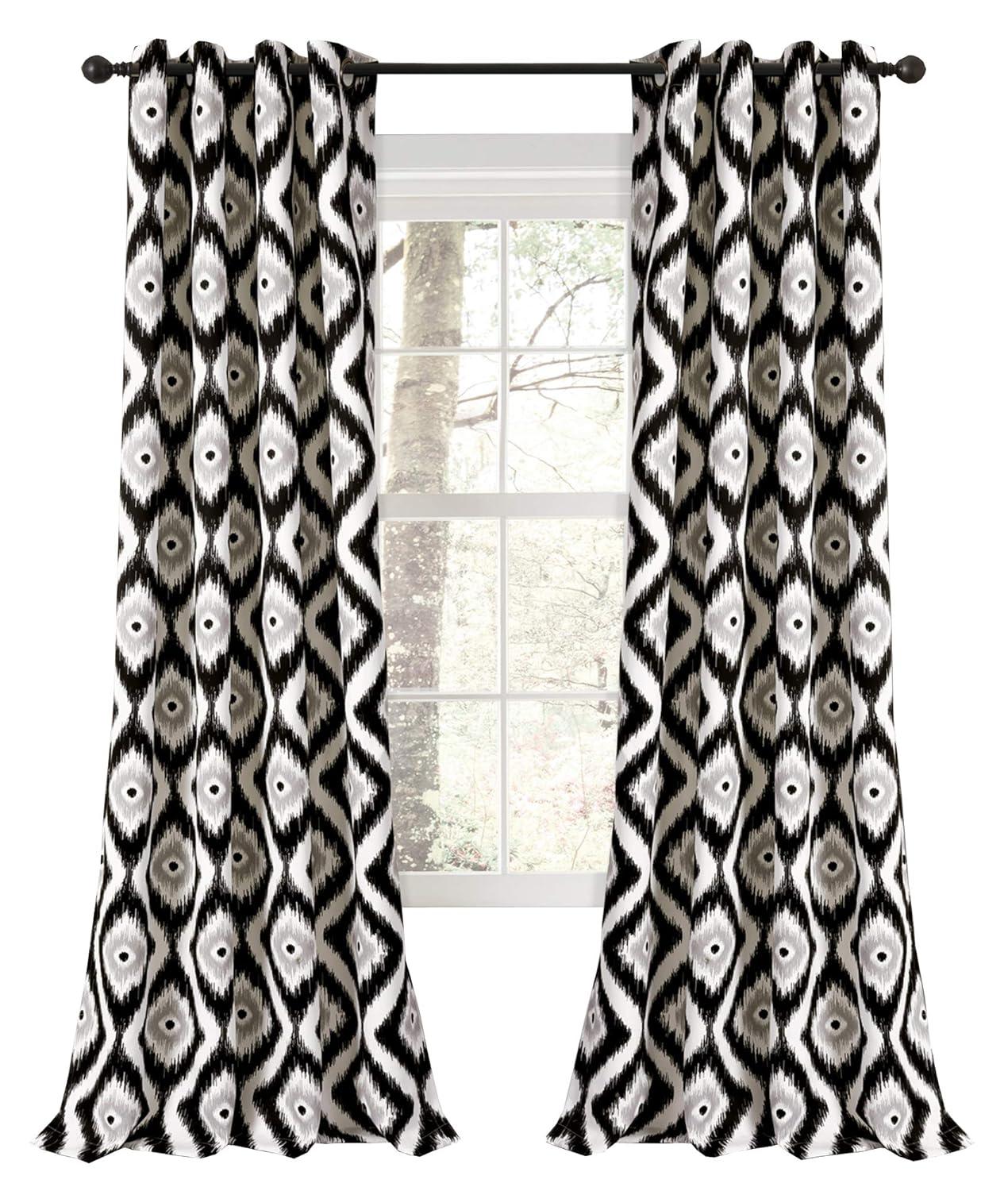 Lush Decor Diamond Ikat Polyester Semi Sheer Curtain Pair (Set of 2)