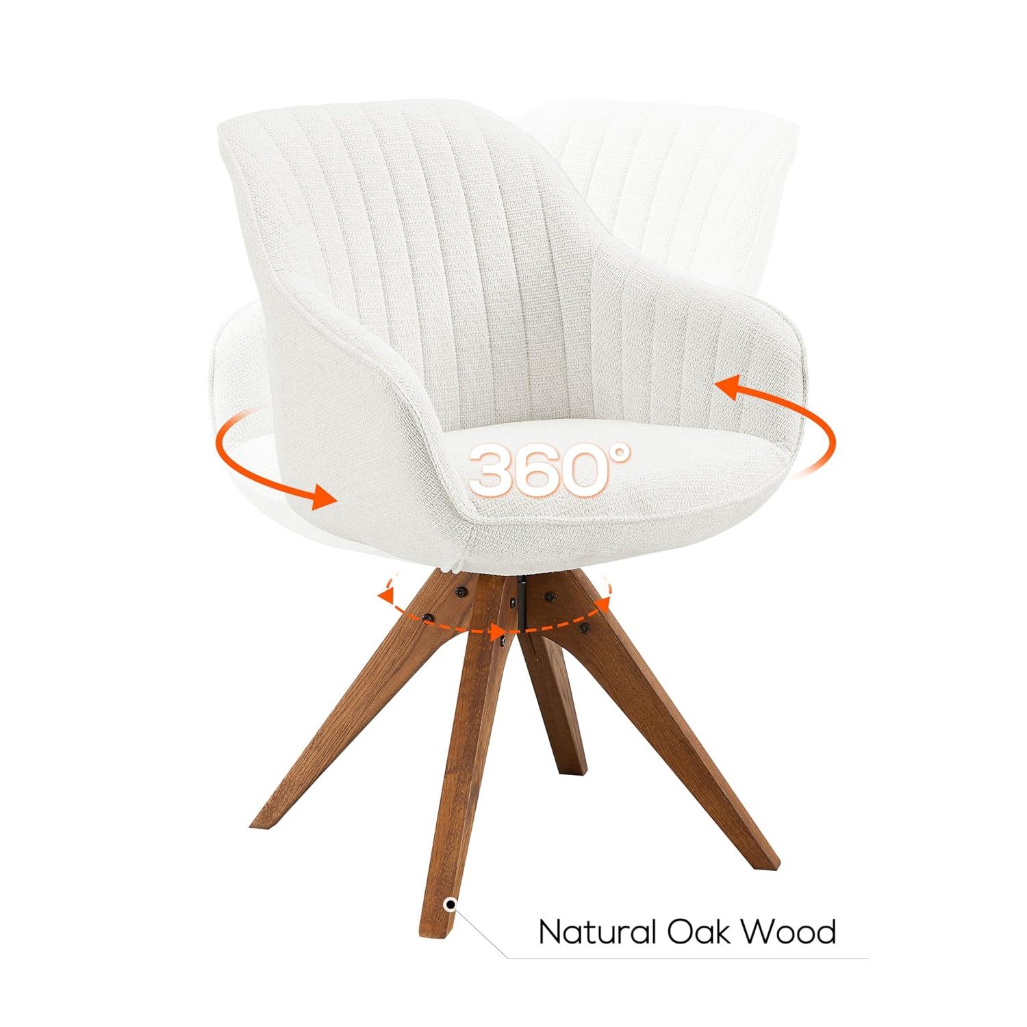 Art Leon Modern Swivel Fabric Accent Desk Chair with Beech Wood Legs, Yellow