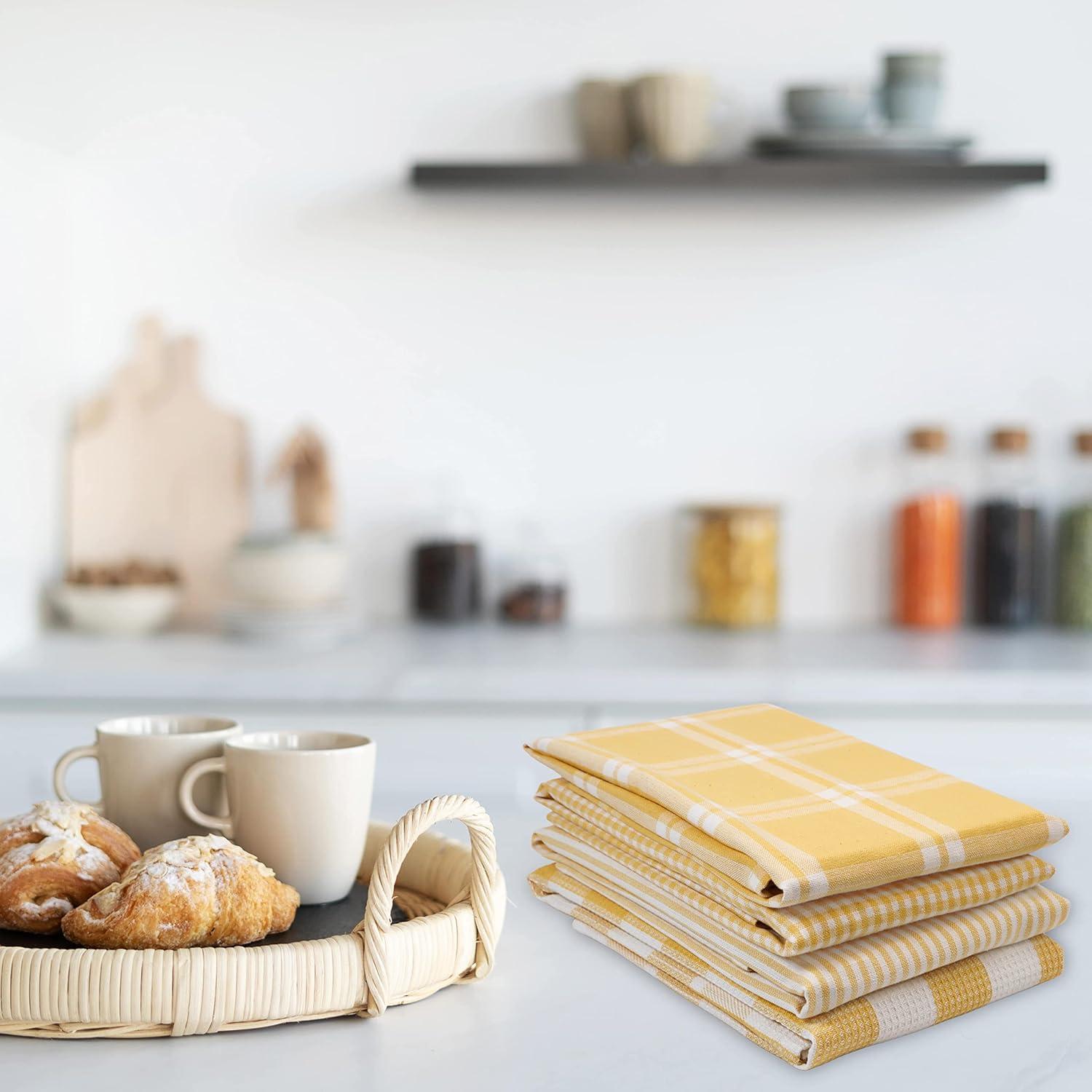 KAF Home Madison Set of 4 Absorbent, Durable and Soft Kitchen Towels | 18" x 28"  - Sunshine