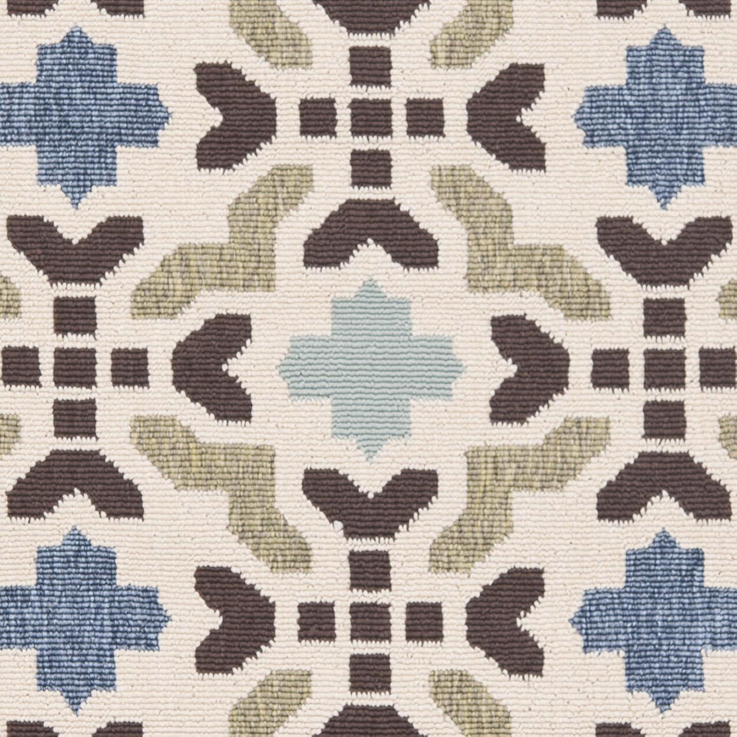 SAFAVIEH Veranda Branson Geometric Indoor/Outdoor Area Rug, 2'7" x 5', Cream/Aqua