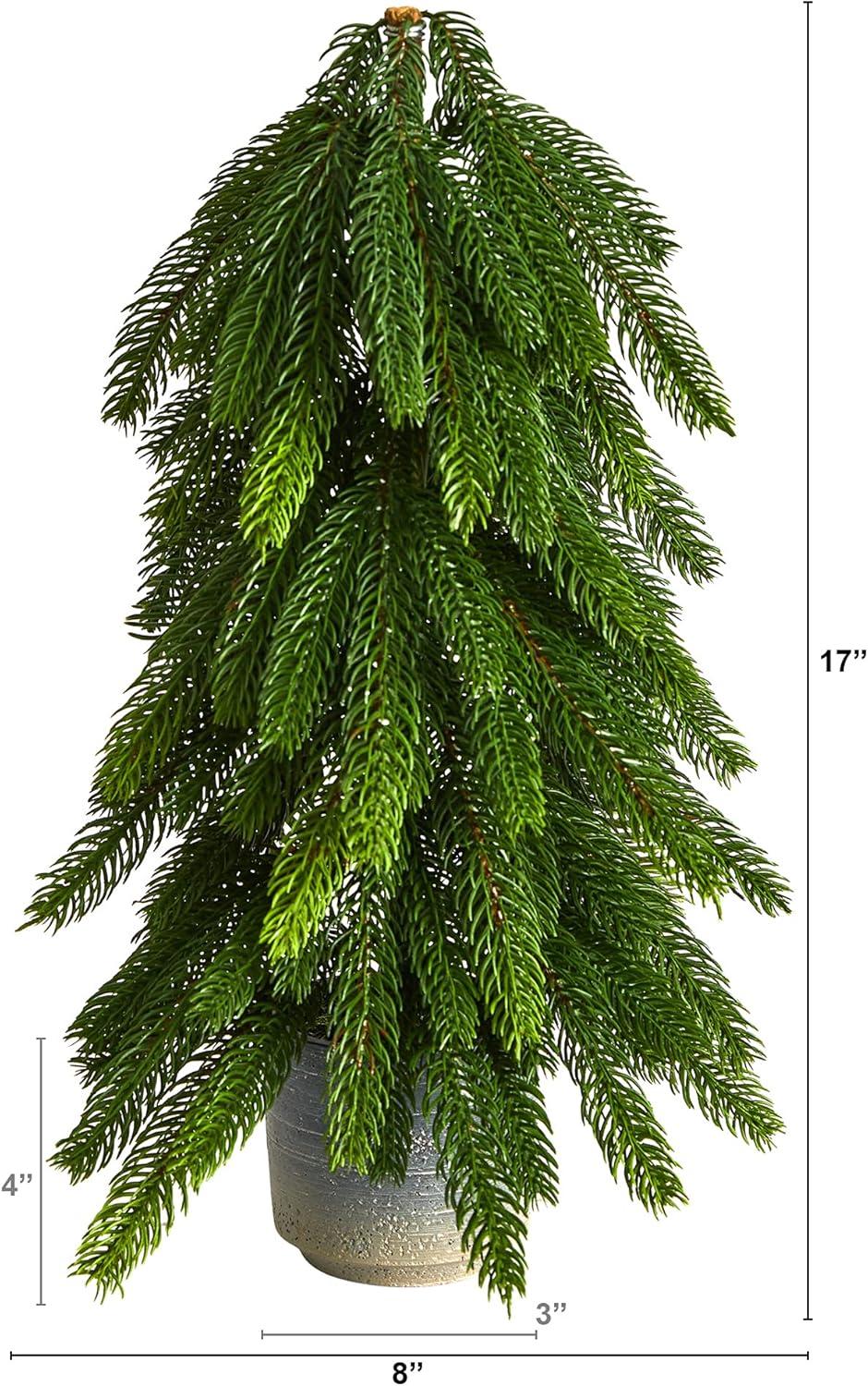 Nearly Natural 1.42-ft Pine Artificial Christmas Tree in Decorative Planter