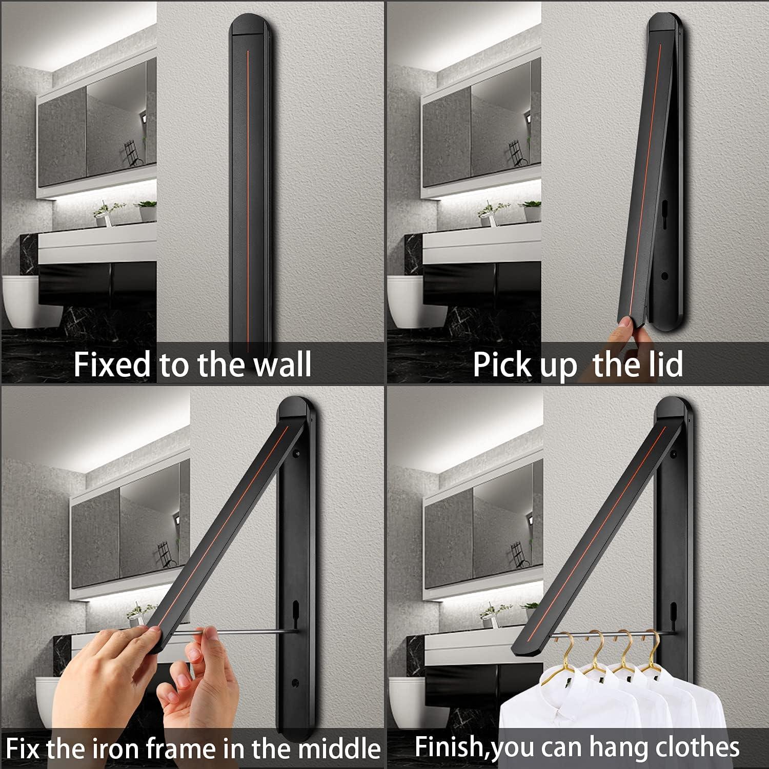 Clothes Drying Rack for Small Laundry Rooms, Clothes Drying Rack Folding Indoor, Wall Mounted Clothes Rack Foldable, (Aluminum, Silver)