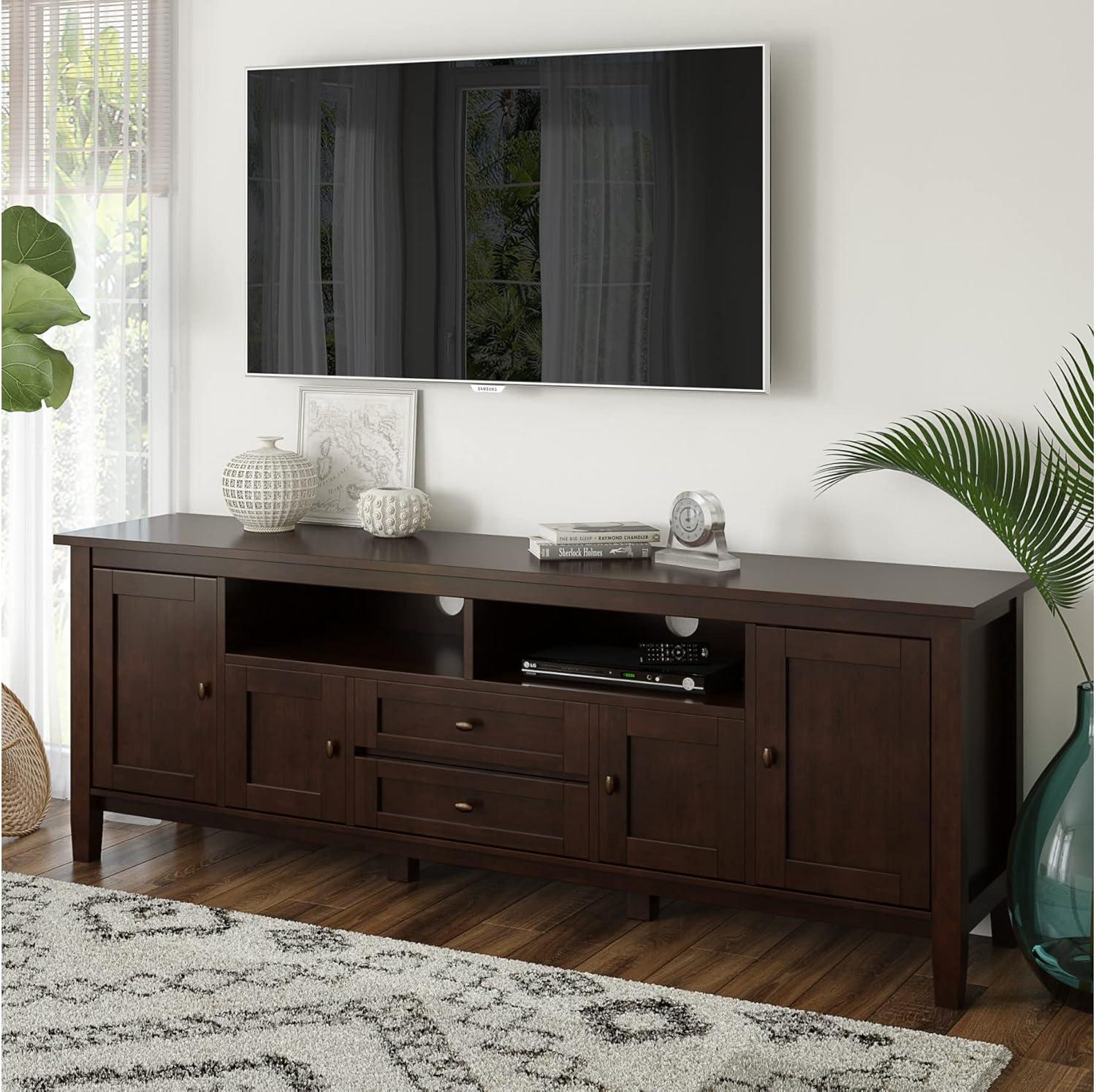 Simpli Home Warm Shaker 47"W Solid Wood TV Stand for TVs up to 55" with 2 Storage Cabinets and 2 Drawers