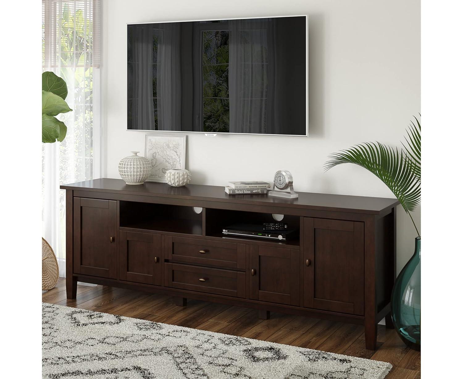 Simpli Home Warm Shaker 47"W Solid Wood TV Stand for TVs up to 55" with 2 Storage Cabinets and 2 Drawers