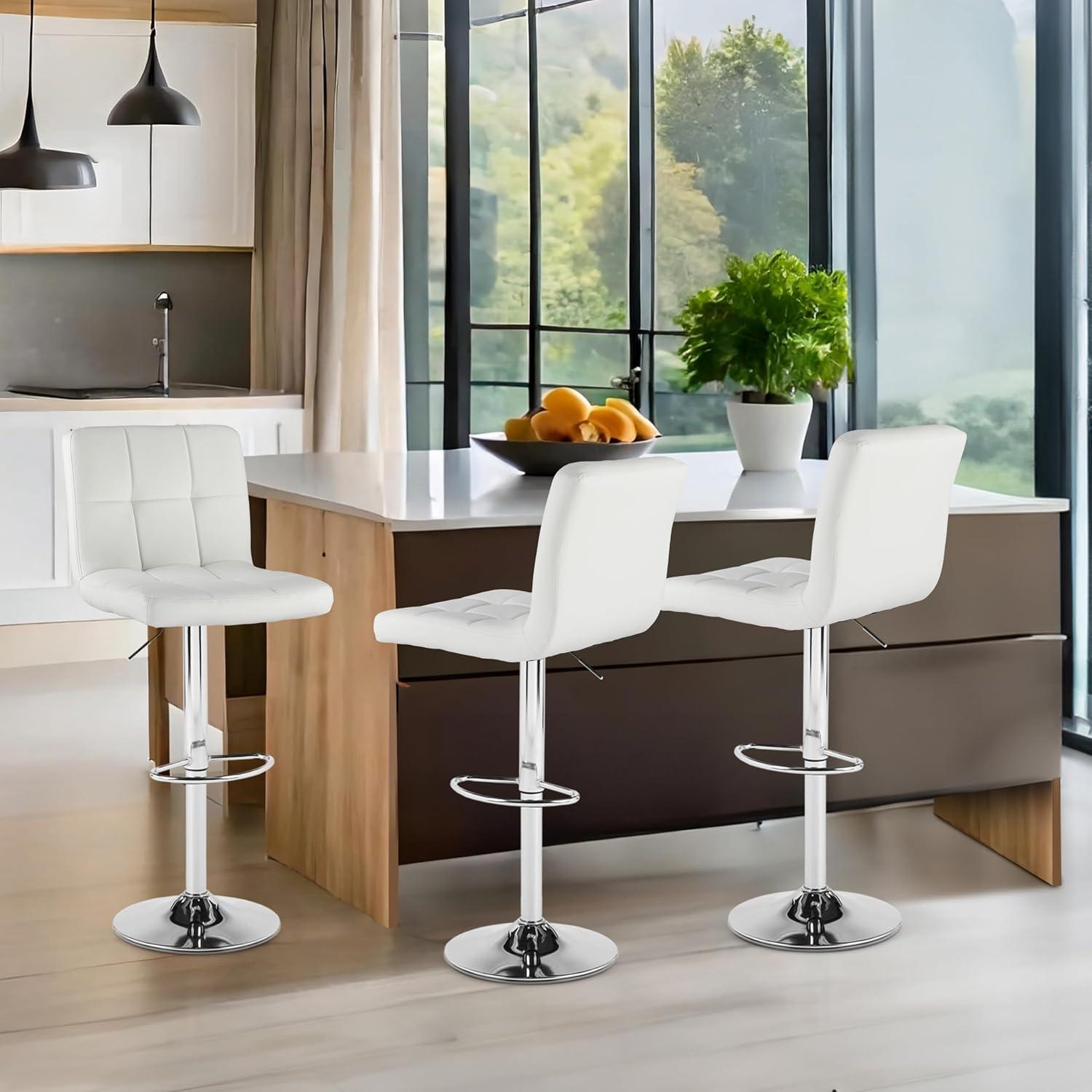 Bar Stools 1 Set Of 2, Counter Height Bar Stools, Square Cushion Bar Stools With Back, Footstool, Cafe, 2 Pieces