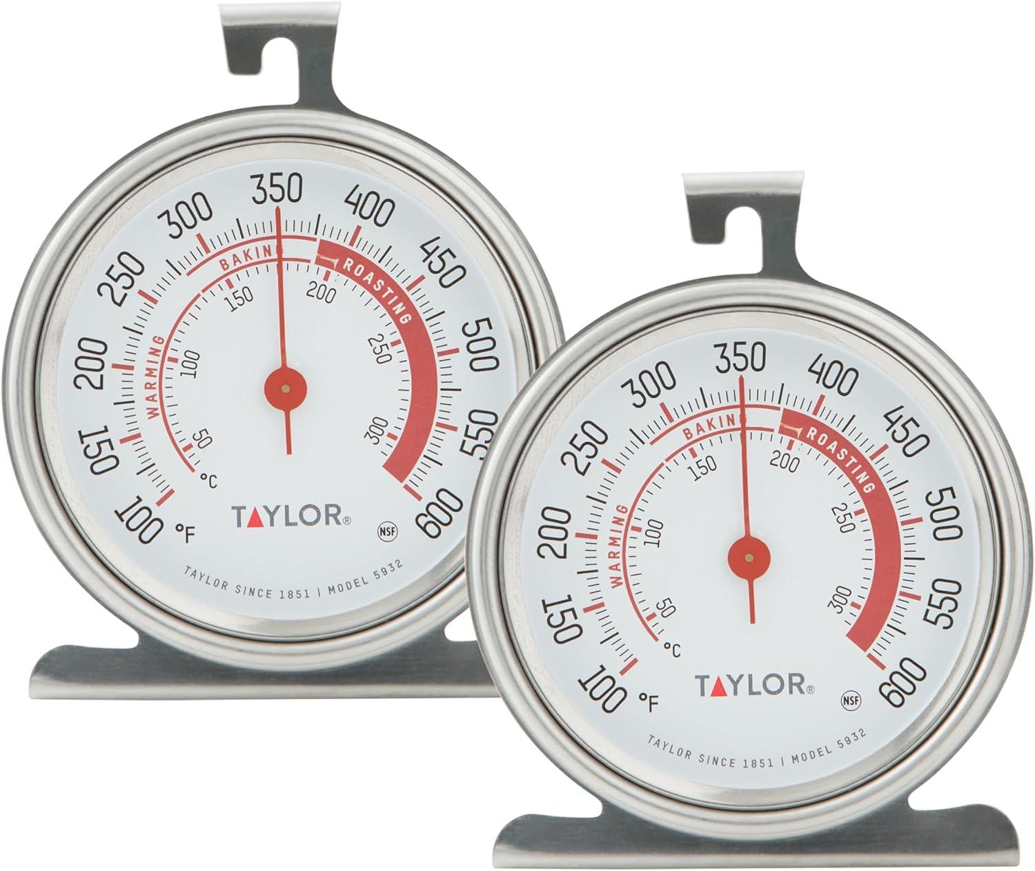 Stainless Steel Large Dial Analog Oven Thermometer, 3.74 Inches, Silver - 2 Pack