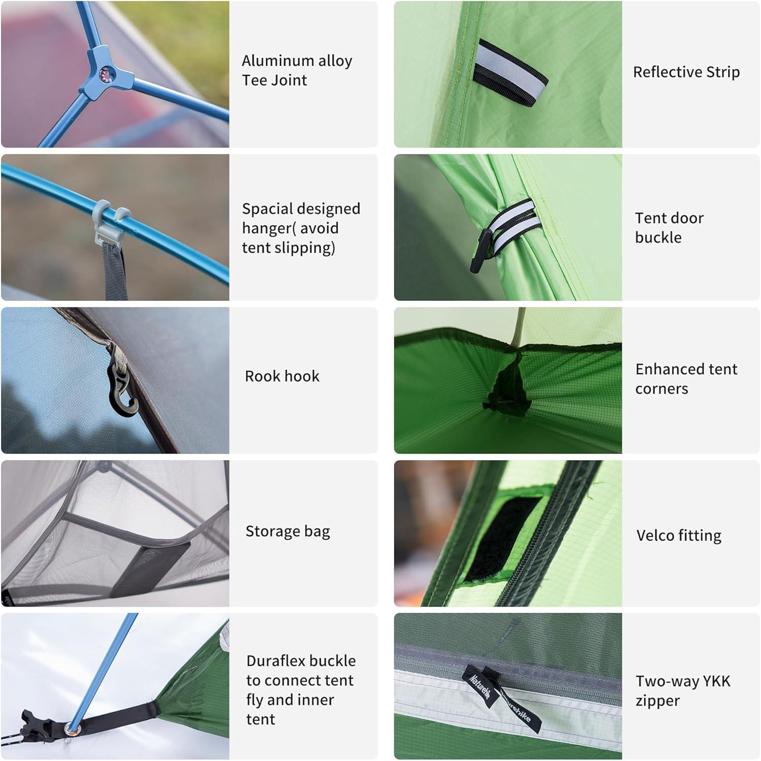 Naturehike Cloud-Up 1/2/3 Person Backpacking Tent Lightweight Waterproof