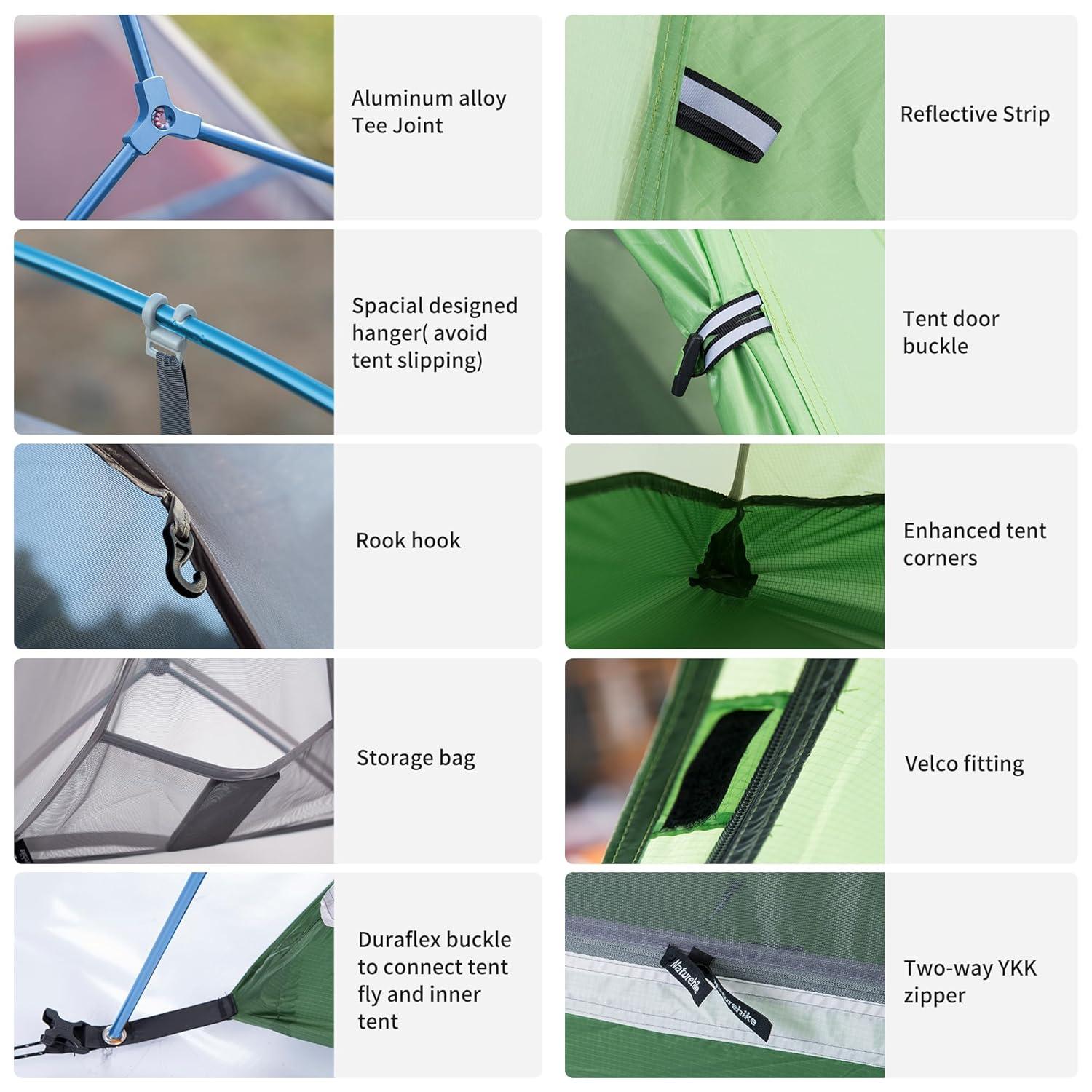 Naturehike Cloud-Up 1/2/3 Person Backpacking Tent Lightweight Waterproof