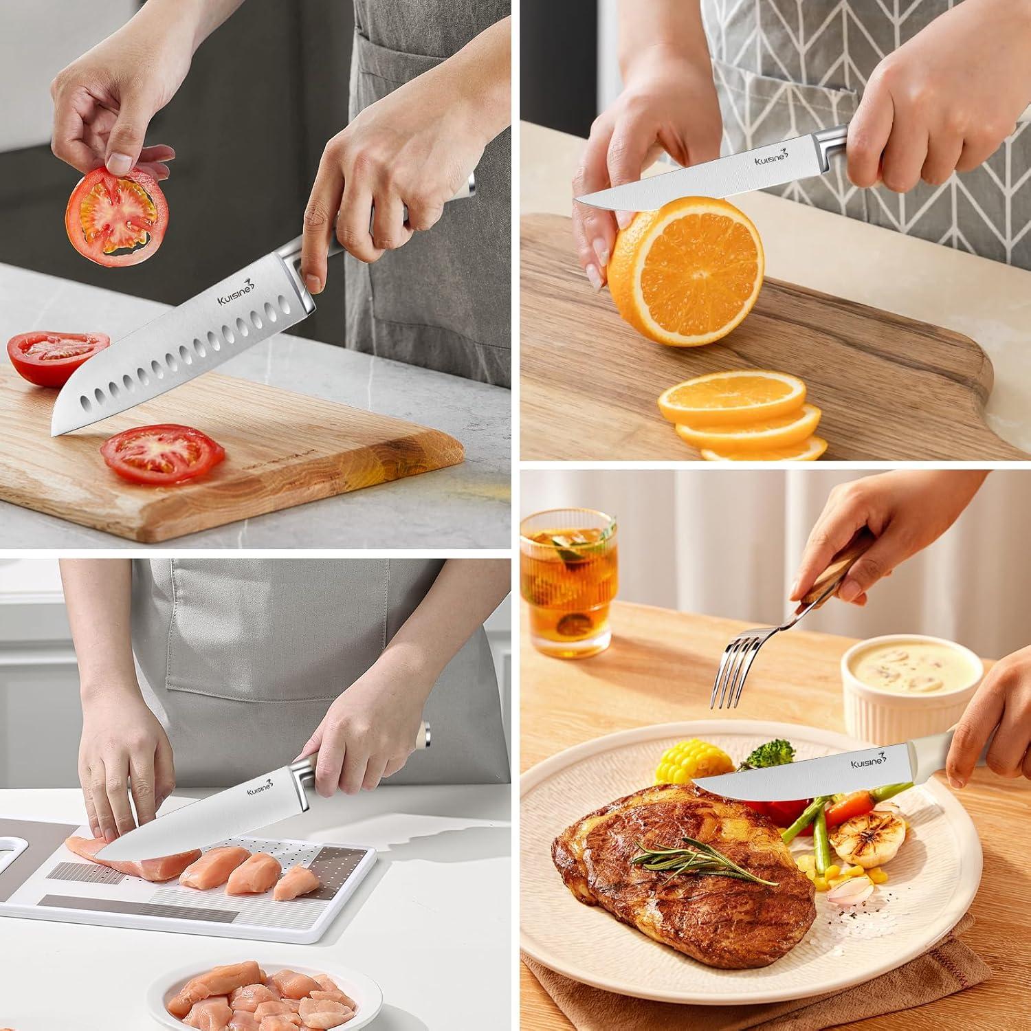 kuisine Kuisine 15-Piece Kitchen Knife Block Set Premium Stainless Steel