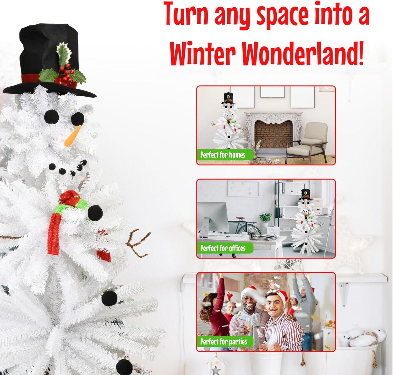 5 Ft White PVC Snowman Christmas Tree with Accessories