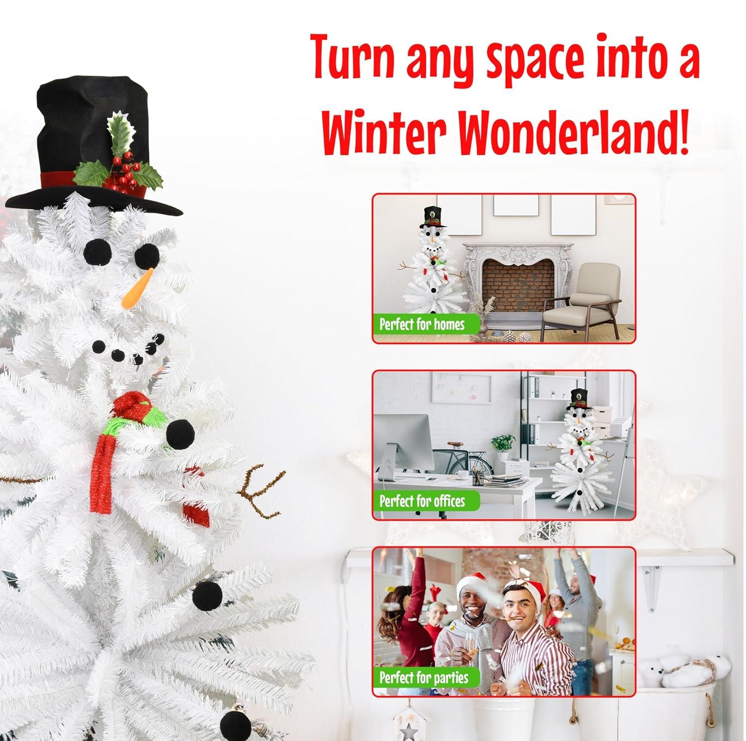 5 Ft White PVC Snowman Christmas Tree with Accessories