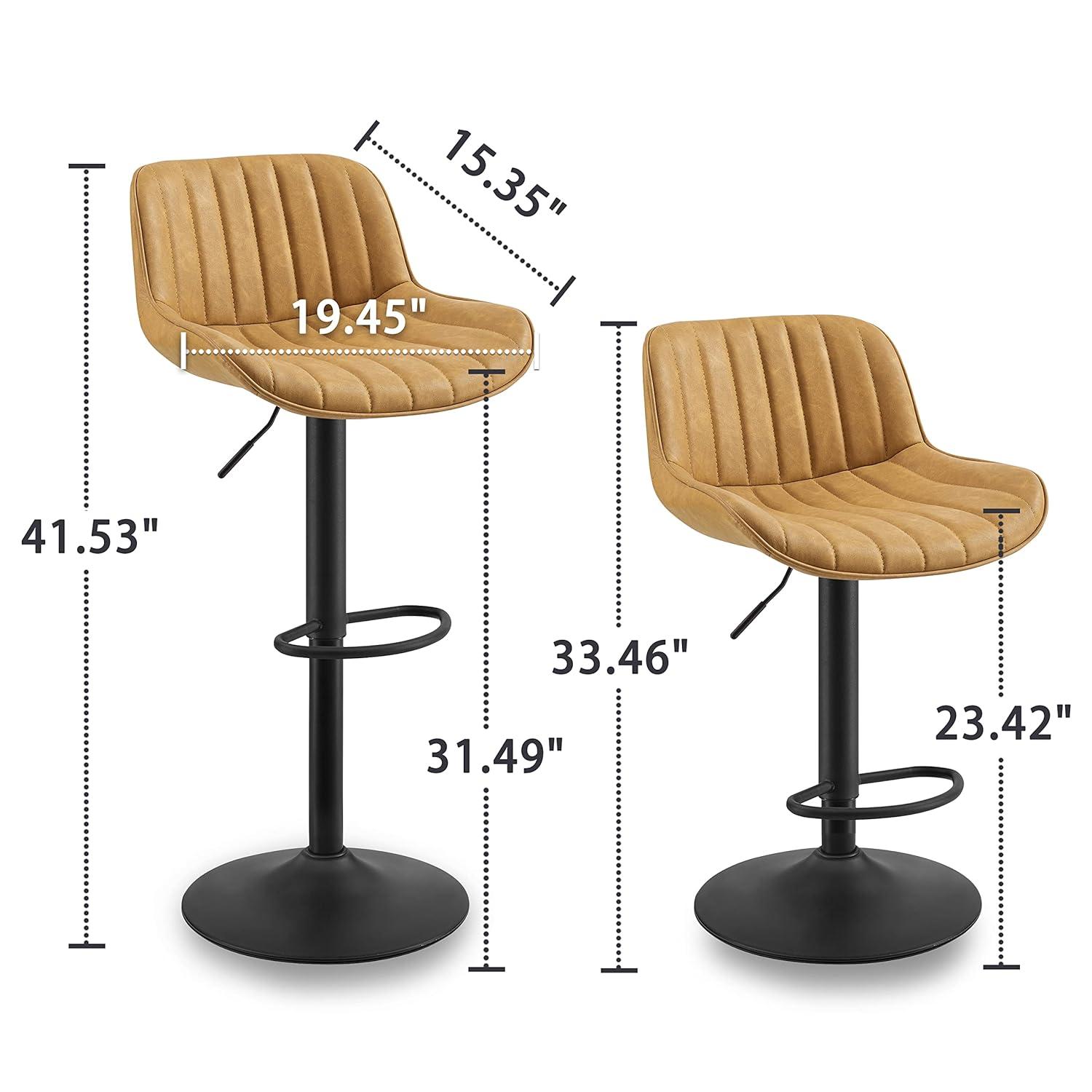 walsunny Swivel Upholstered Adjustable Height Counter Stool with Metal Frame (Set of 2)
