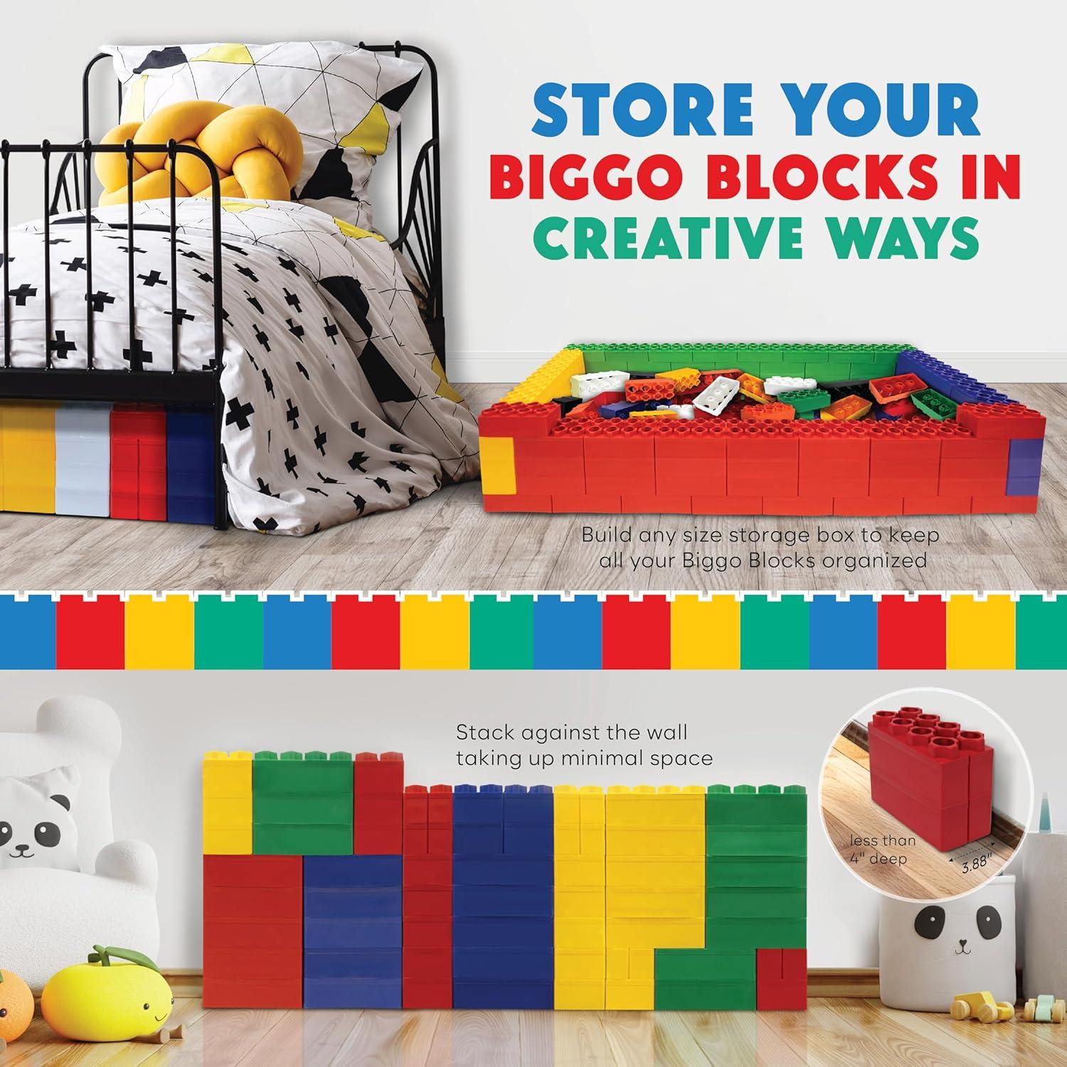 BiggoBlocks Jumbo Blocks — Big Blocks for Kids Ages 3-8 — Indoor & Outdoor Blocks for Kids Jumbo Games — Large Building Blocks (36 pc with 3 cars) Train Set