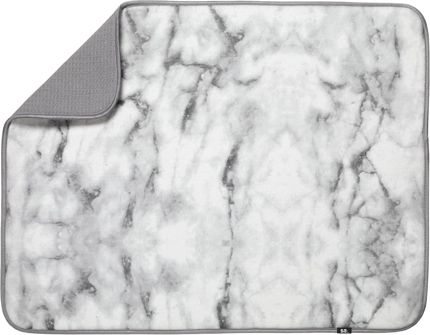 S&T INC. Absorbent, Reversible XL Microfiber Dish Drying Mat for Kitchen, 18 Inch x 24 Inch, Marble