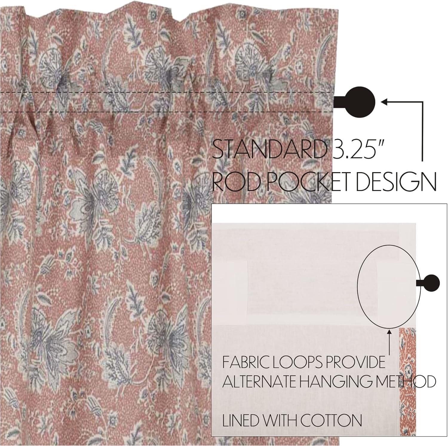 VHC Brands Kaila Country Cottage Vintage Floral Kitchen Curtain Valance 16x60